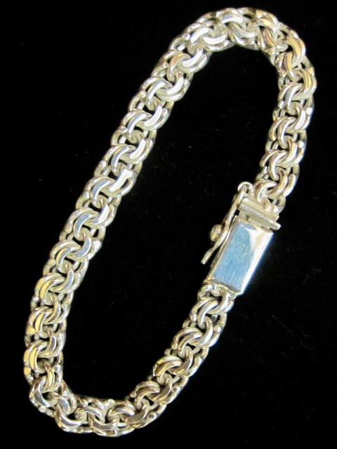 NEW DOUBLE ROLO LINK STERLING SILVER CHAIN BRACELET 24.4 grm – 7.5″ TAXCO MEXICO