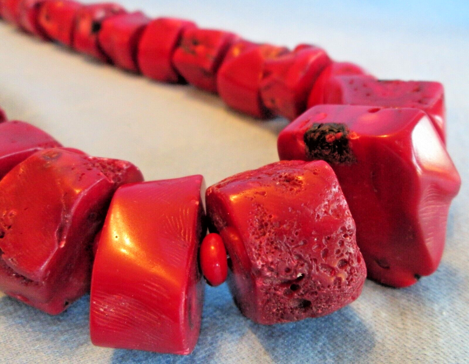 STUNNING Bamboo Coral Nugget Necklace ~ 24 inch Statement Necklace