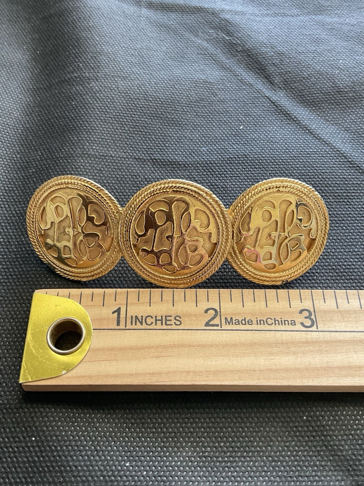 Vintage Signed Gay Boyer Made In France Hair Barrette Clip Gold Tone