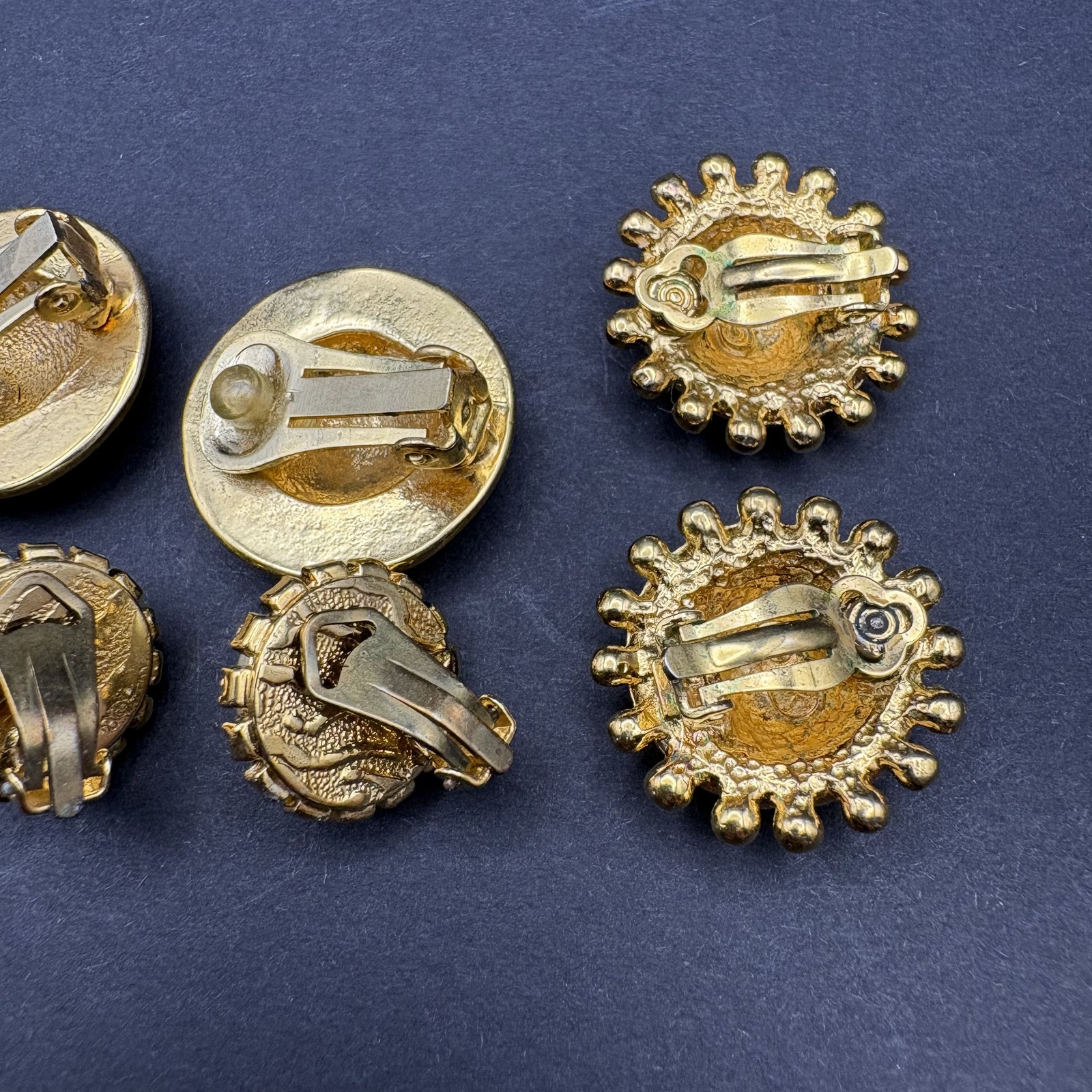 Lot of 4 Pairs Vintage Gold Tone Clip On Earrings Costume Jewelry Pearl