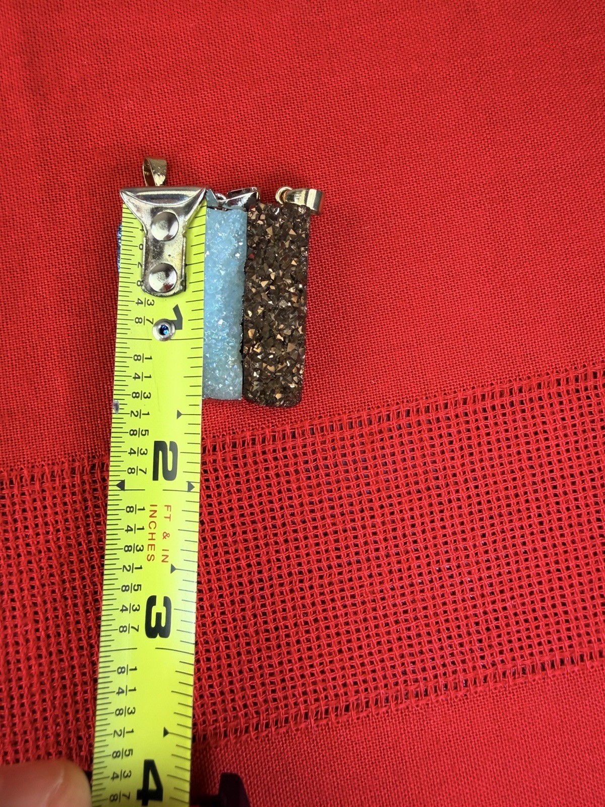 Vtg Druzy Quartz Pendant Lot 3 Blue White Brown Crystal Geode Necklace Charms