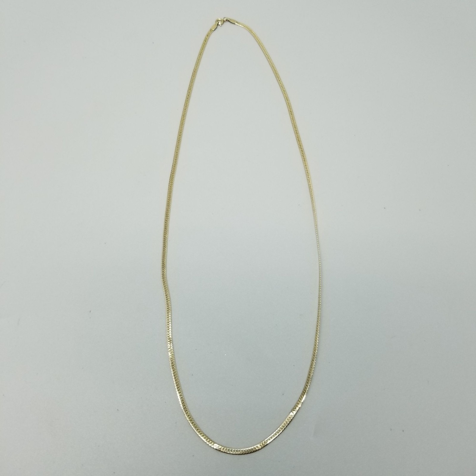 Vintage Yellow Gold Filled Flat Chain Necklace 22 Inches Long Spring Ring Clasp