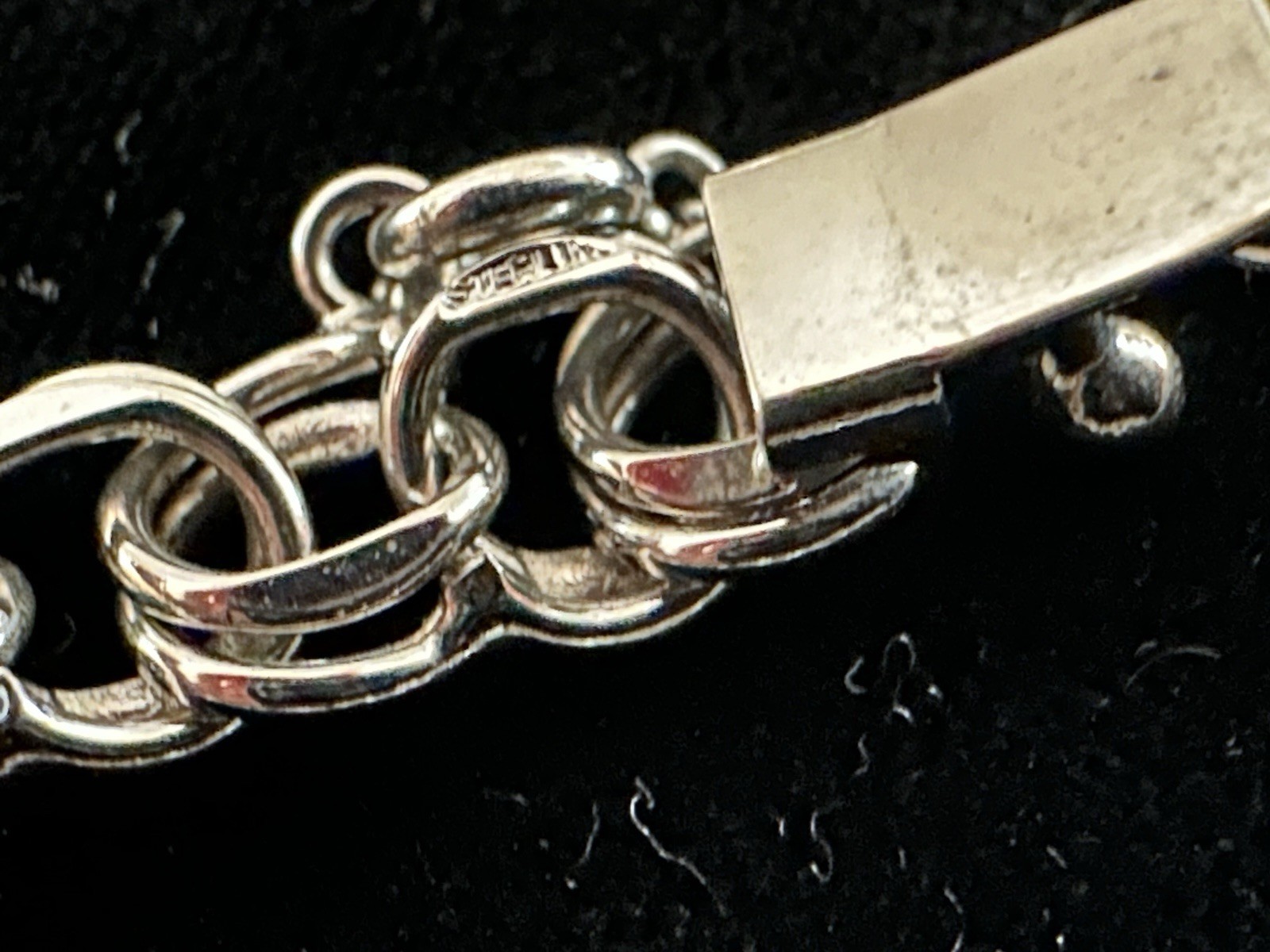 Vintage Sterling Silver Double Curb Charm Starter Bracelet 7.5” Long 12.36 Grams