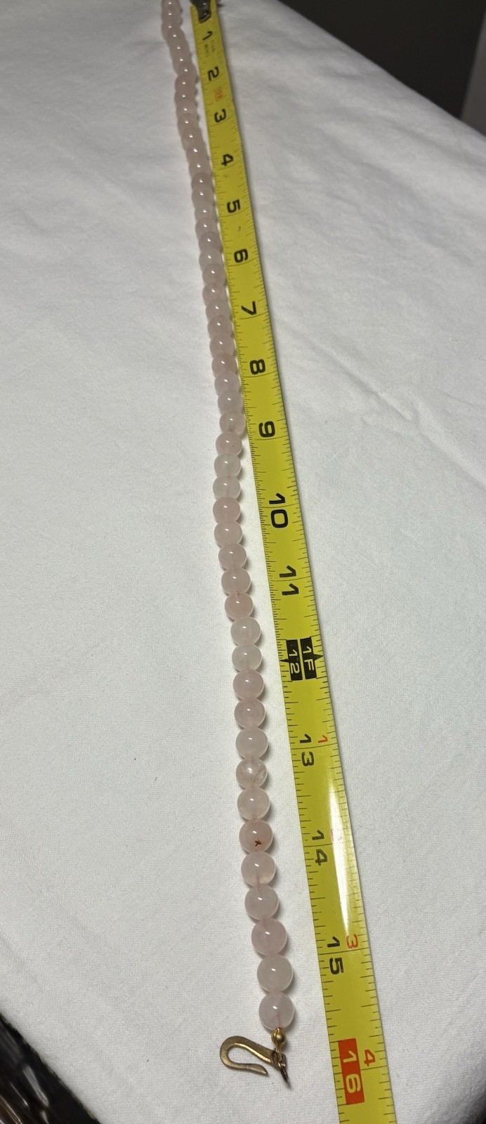 VTG Rose Quartz Bead Necklace Hand Knotted Genuine Pink Gemstone Choker S Clasp