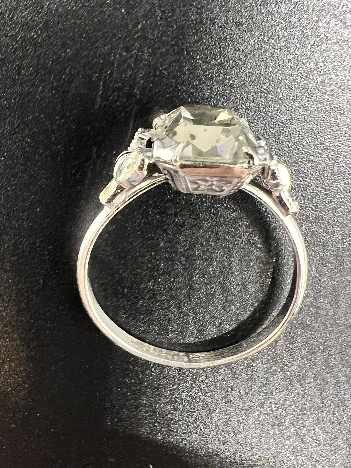 Vintage UNCAS Size 8 Ring Sterling Silver Patent No. 2763140 Smokey Grey Stone
