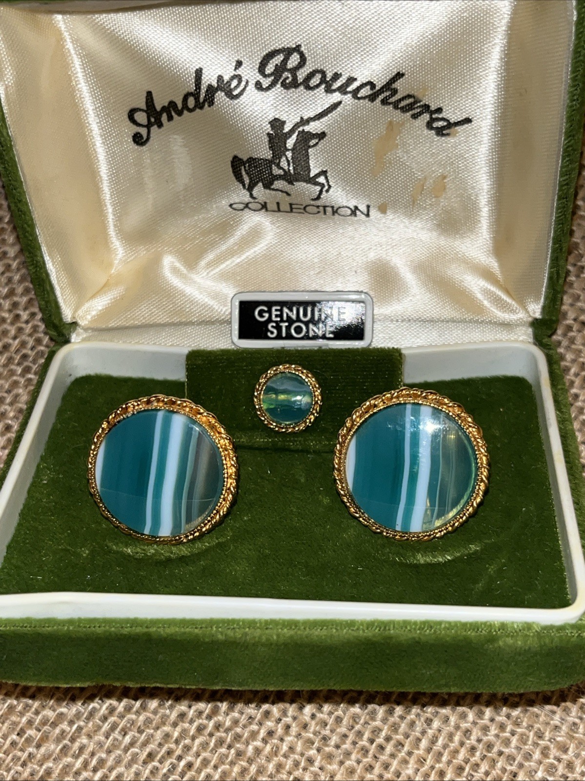 HADLEY Andrea Bouchard Collection Cufflinks & Tie Tack Set VINTAGE
