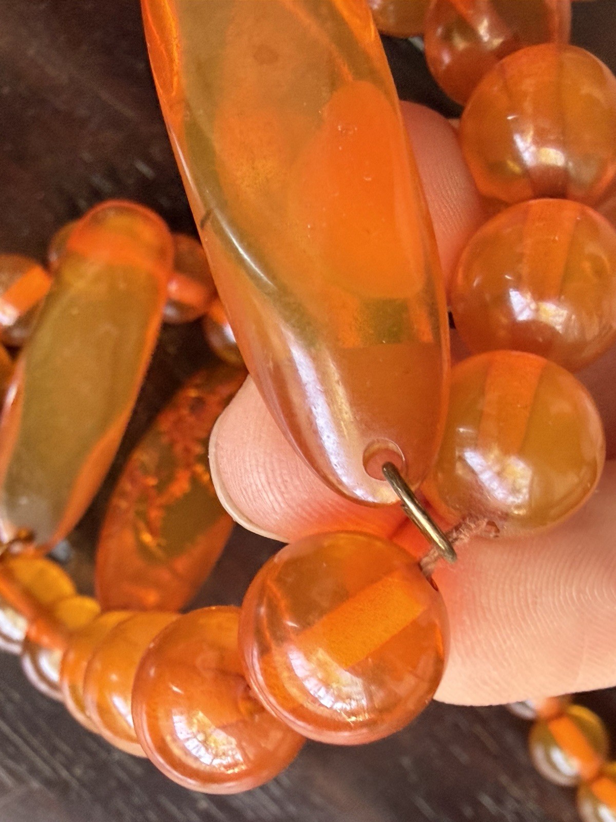 26” Vintage Honey Amber Catalin Bakelite Necklace w/ 6 Drops 50g