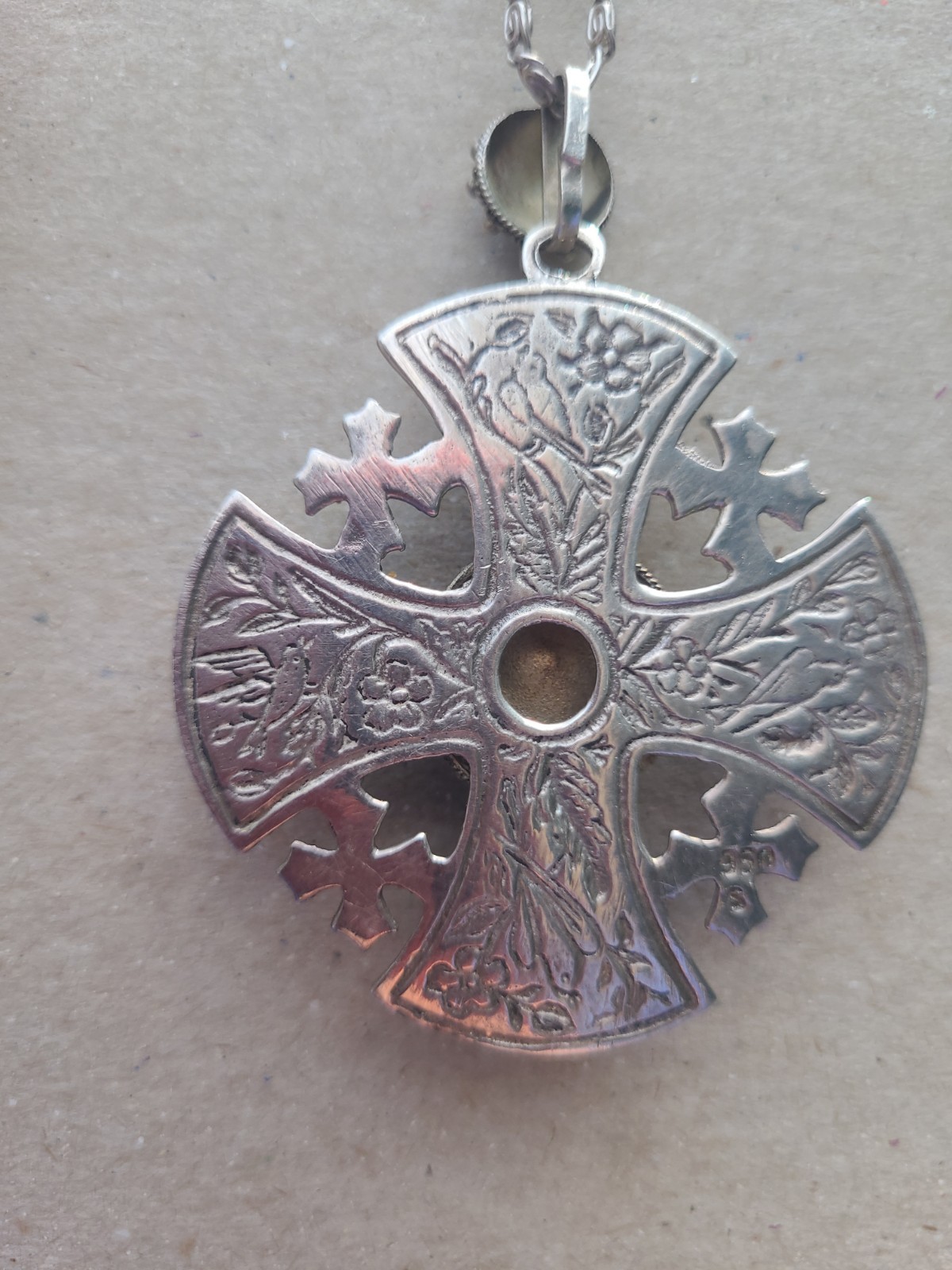 Sterling Silver 950 Jerusalem Maltese Cross Pendant Amethyst W/Earrings