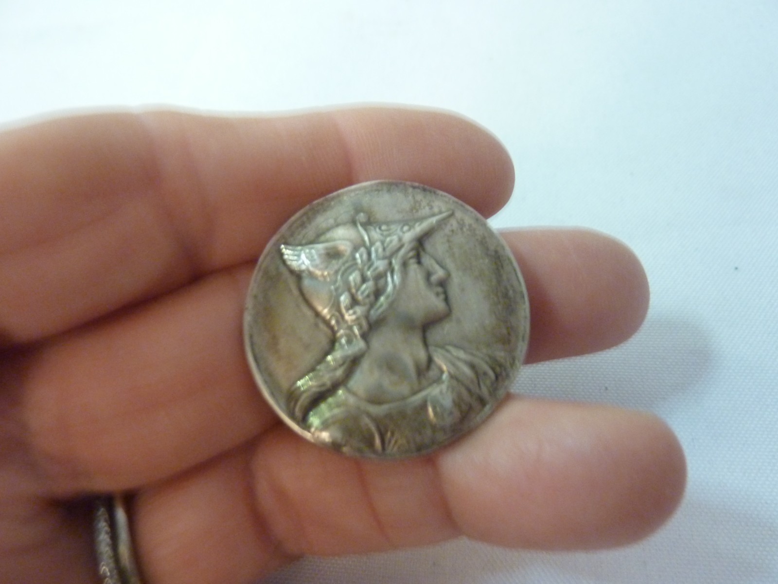 Vintage Victorian Revival French Marianne Medallion Sterling Silver Pendant