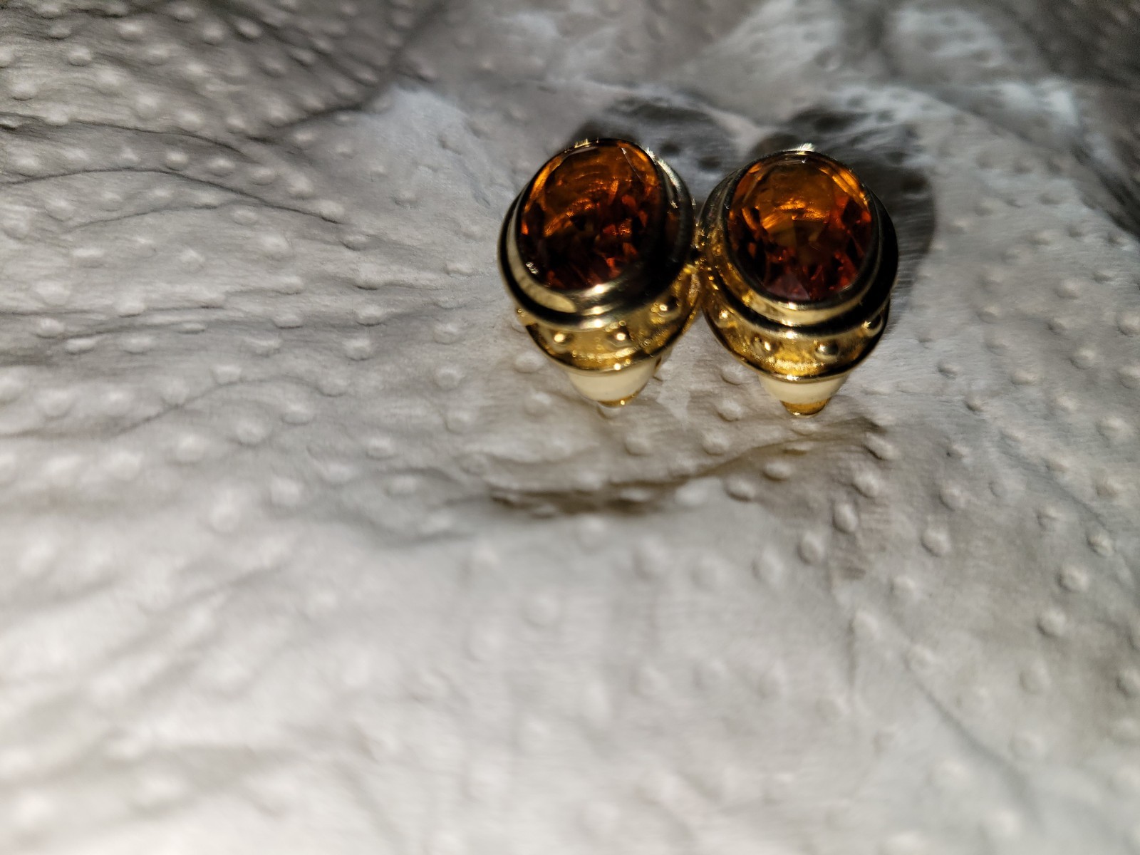 Vintage Citrine Clip On Earrings I Believe They Are Gold Plated Not Sure As-Is