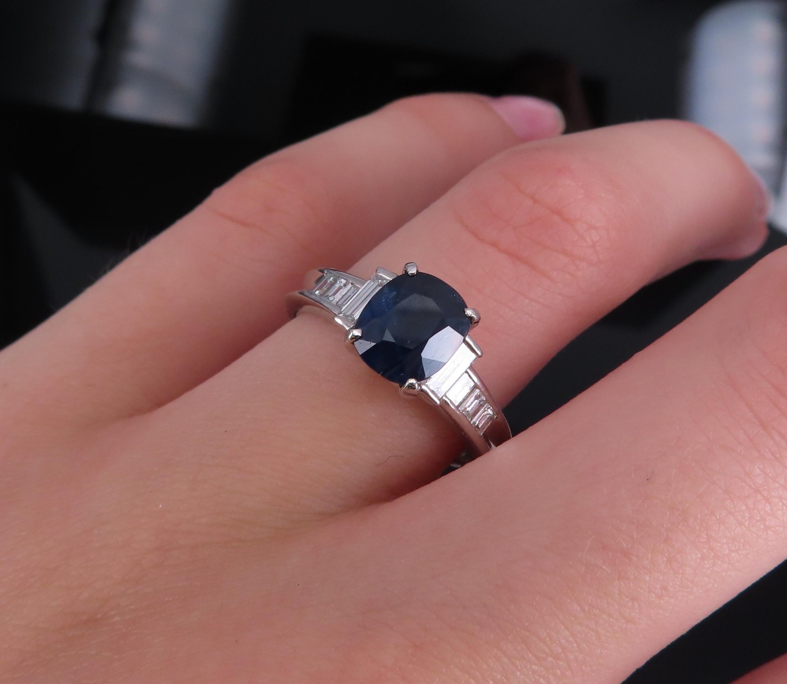 1.89ct GIA Burma No Heat Blue Sapphire & 0.54ct Diamond Platinum Ring Size 7.5