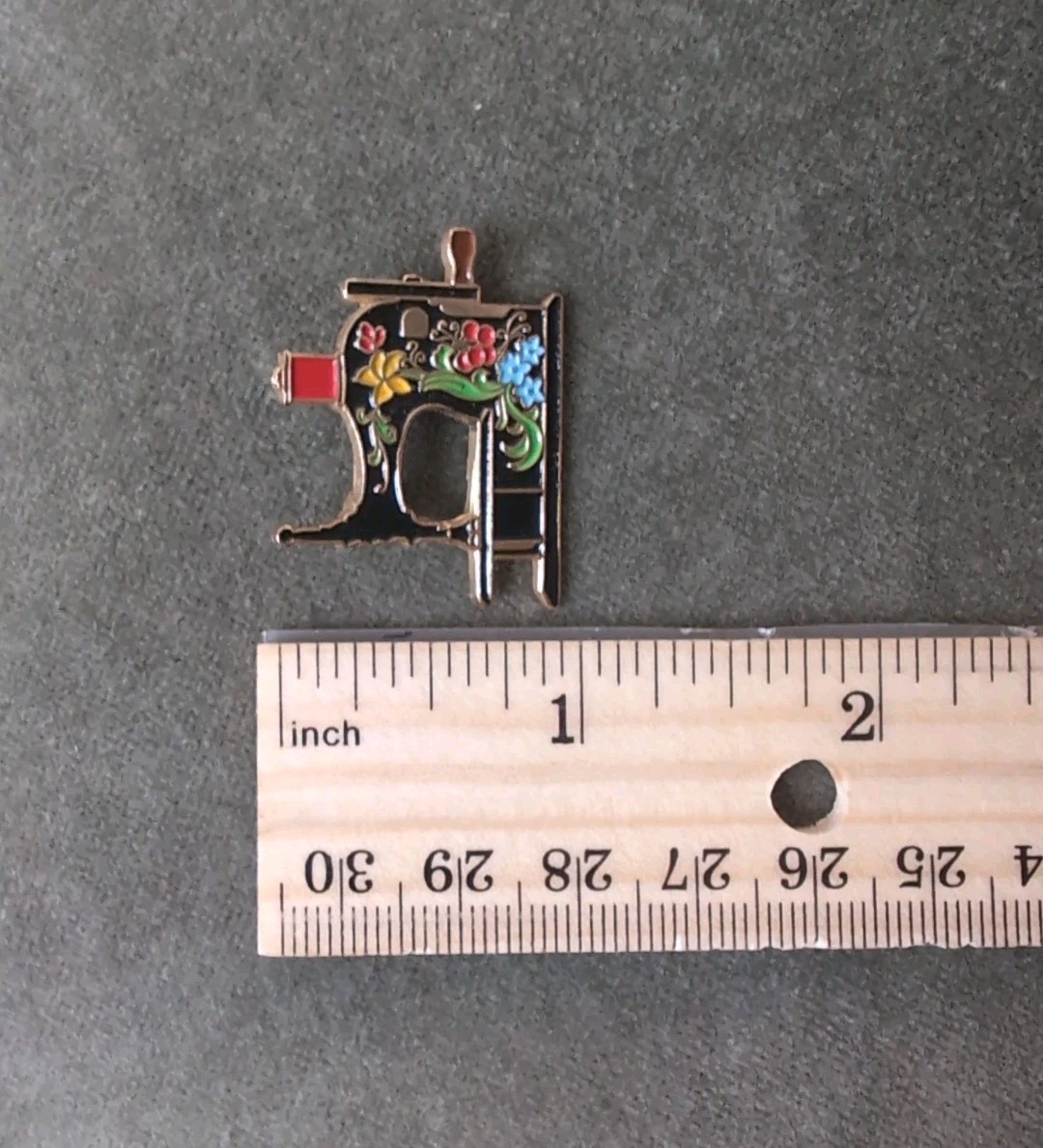 Vtg Clotilde Brooch Scarf Pin Enamel Floral Sewing Machine 20 Years 1971-1991