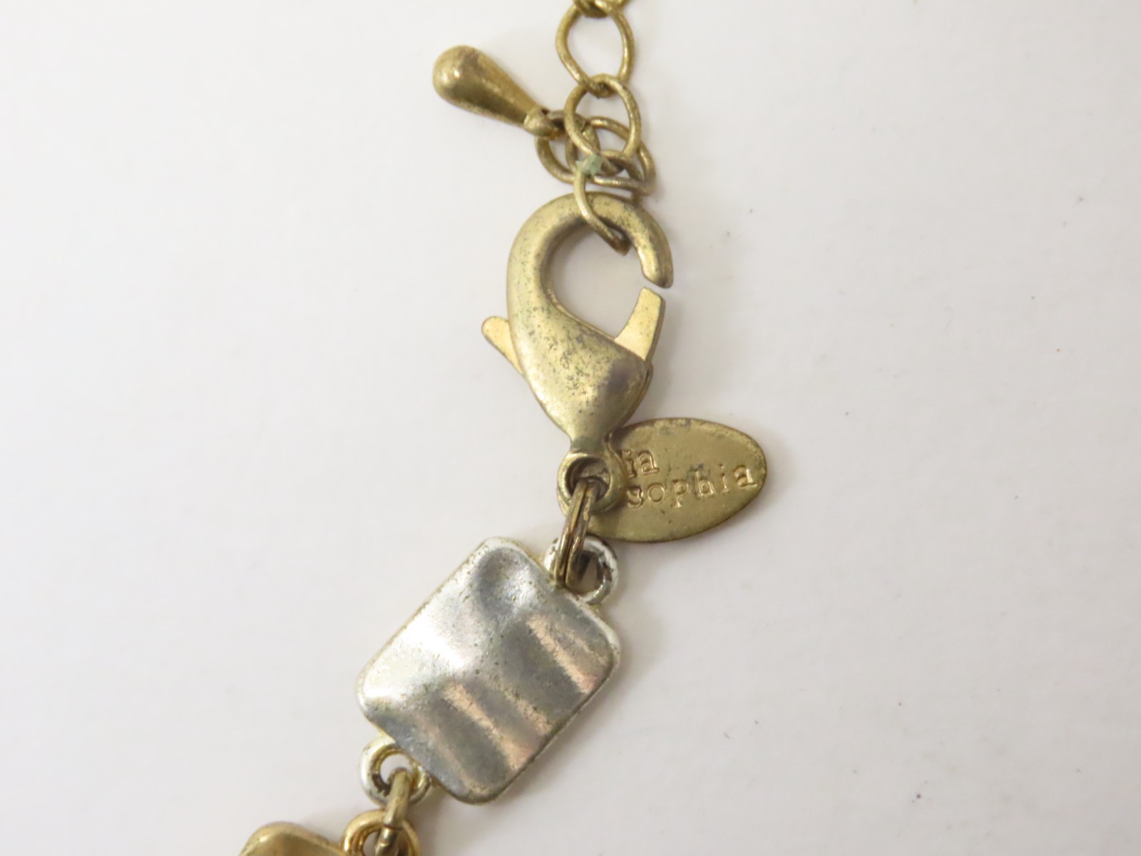 Lia Sophia Necklace Rhyme & Reason Silver Gold Tone Hammered Textured D5918