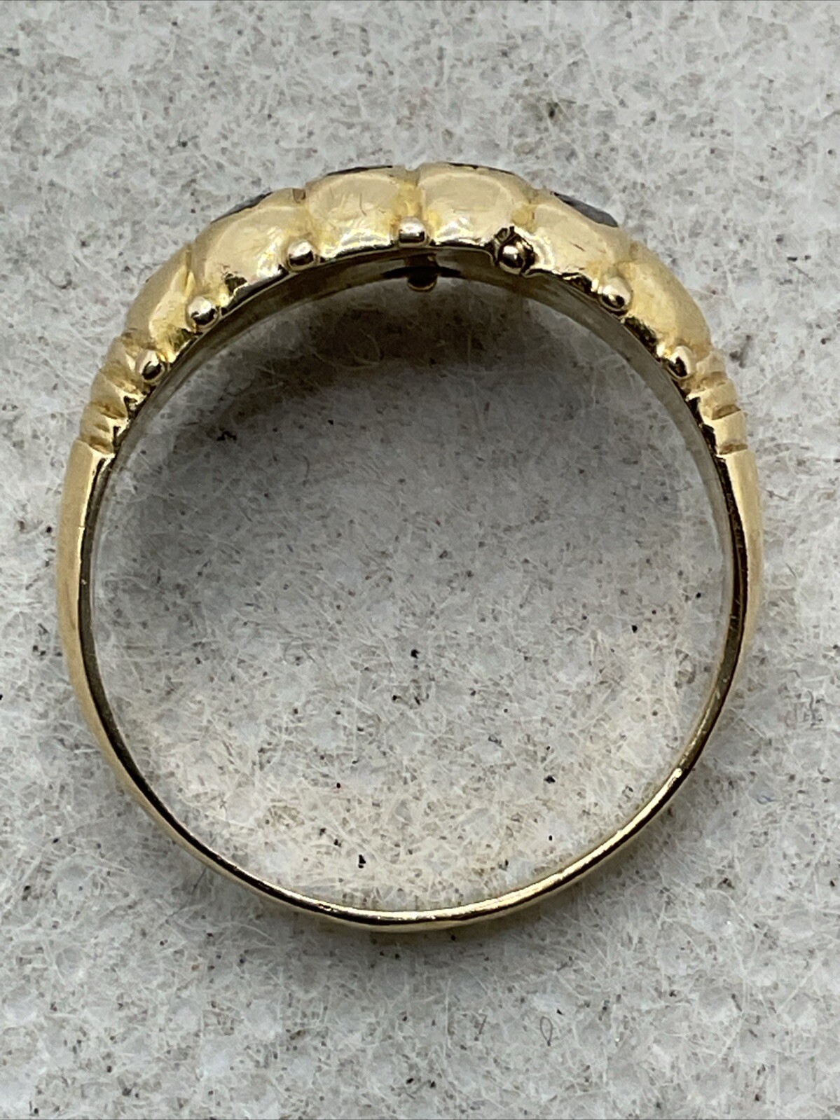 VINTAGE HANDMADE Solid 18K Yellow Gold Rose Cut Diamonds Ladies Band Ring 2gr.