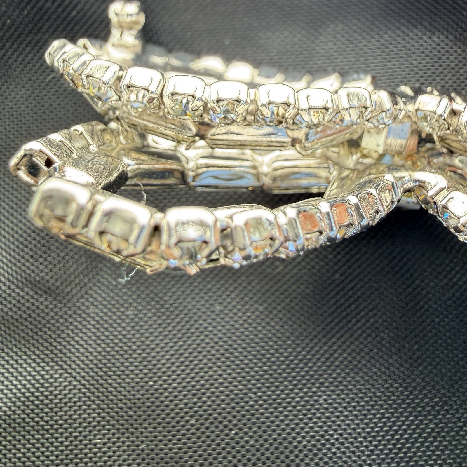 Vintage Rhinestone Bow Brooch/pin Baguette, Round And Emerald Cut Stones