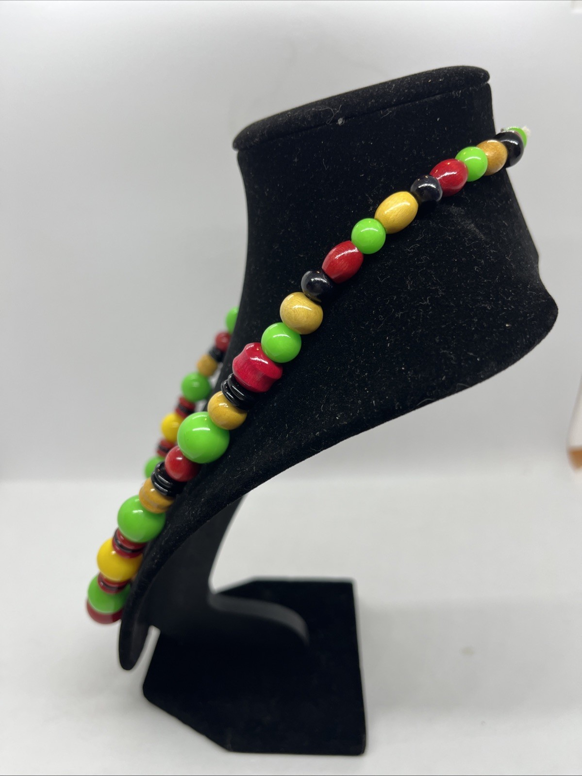 Vintage Multicolor Beaded Necklace Wood And Lucite 21 Inch Long