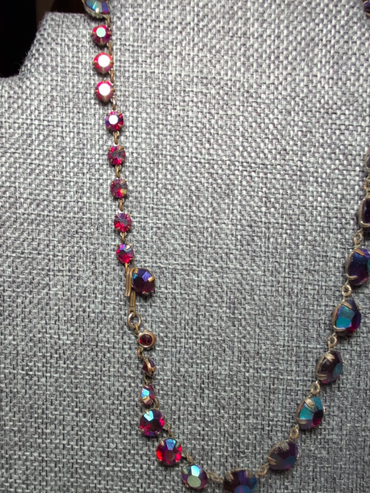Vintage Riviere Red AB Crystal Choker With Open Back Bezel And Prong Set