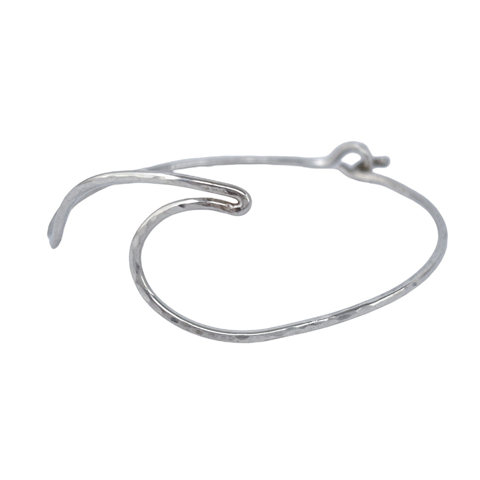 Vintage Wave Wire Bangle Bracelet | Sterling Silver 925 | 7″