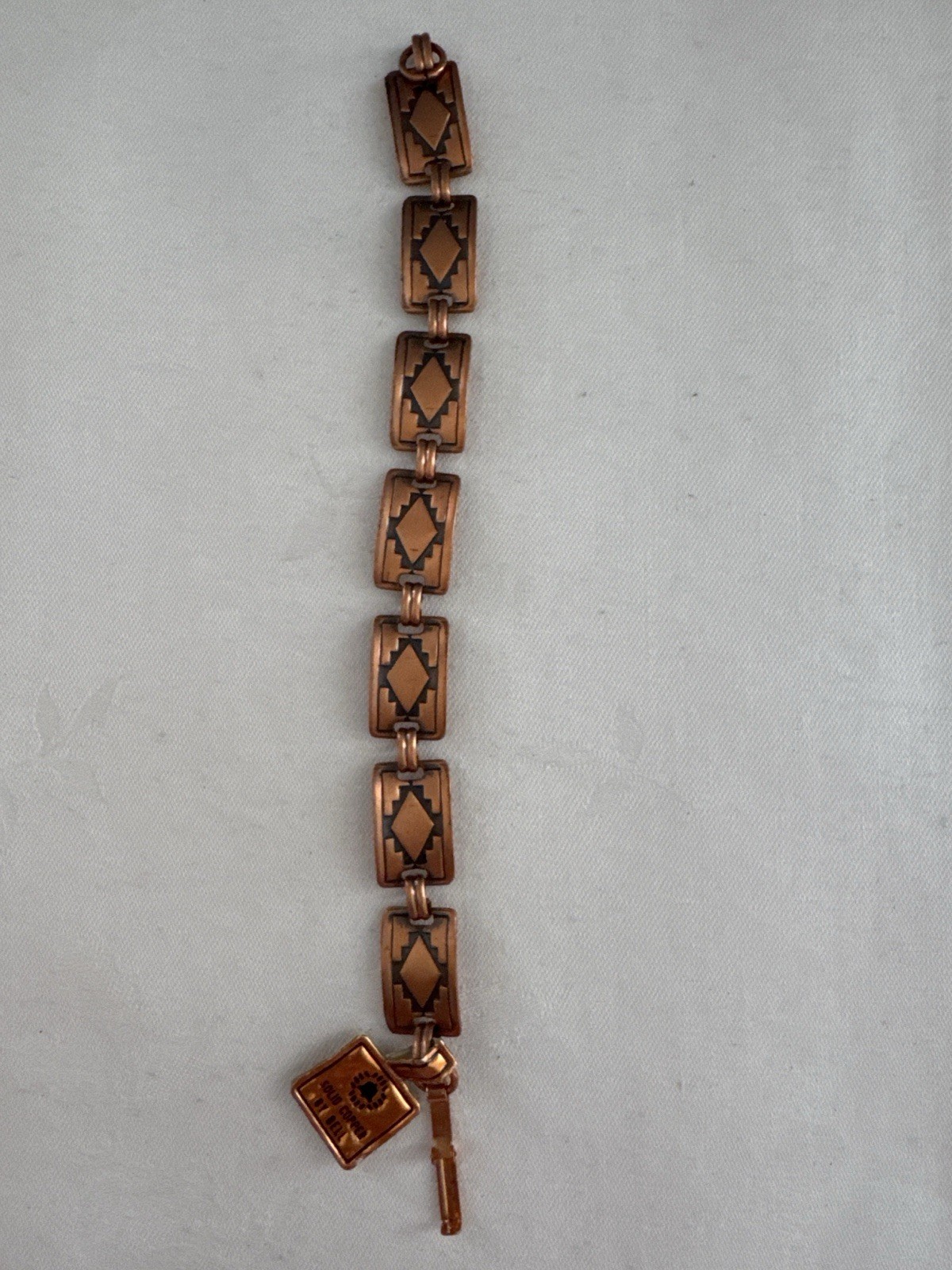 Vintage Bell Trading Post Solid Copper Bracelet Southwestern Geometric 1950s-Tag