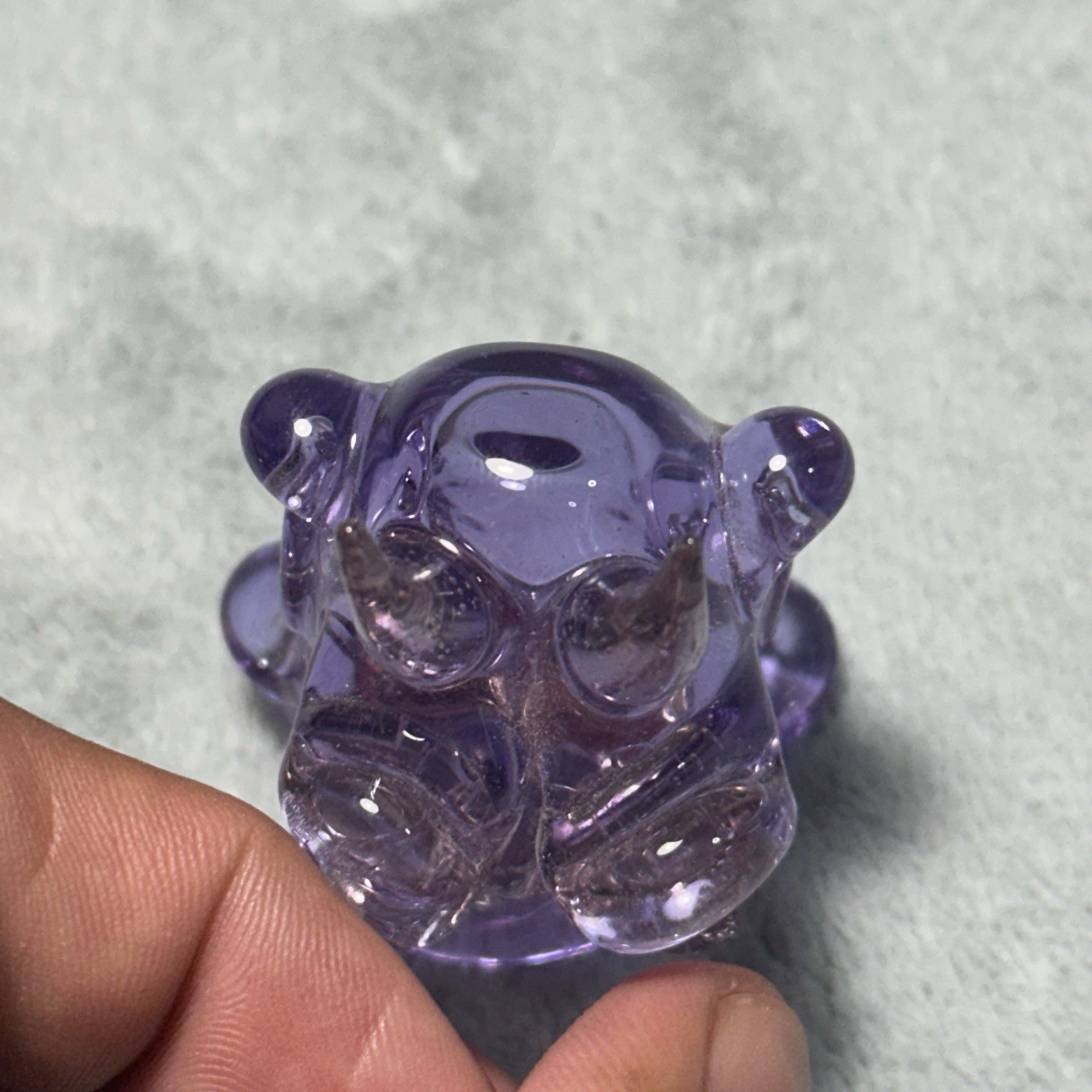 Y2k 2000s Hand Blown Glass Art Deco Demon Monster Head Pendant Necklace 2×1.5