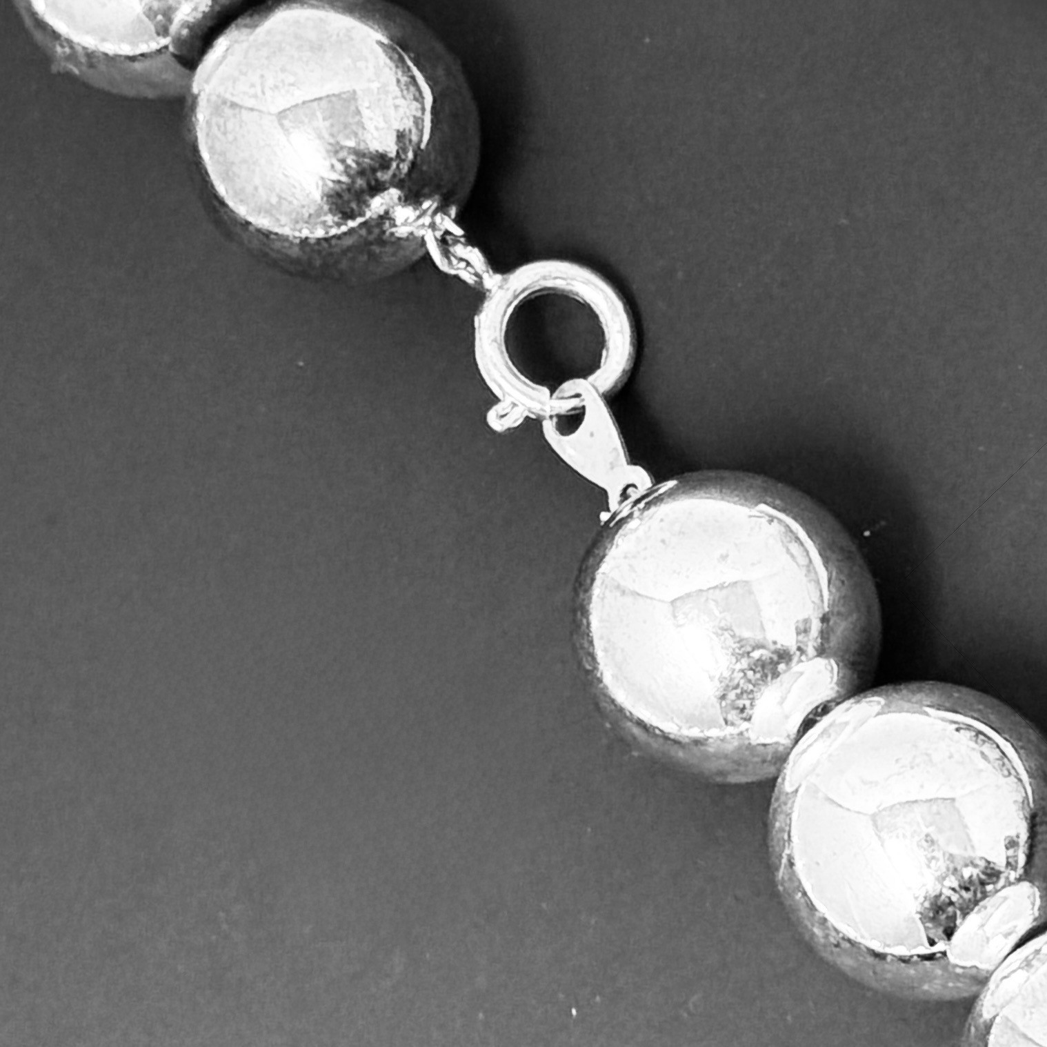 Vintage 16″ Necklace Heavy Silver Tone 16mm Bead 64 Grams NOS Bridesmaids Gift