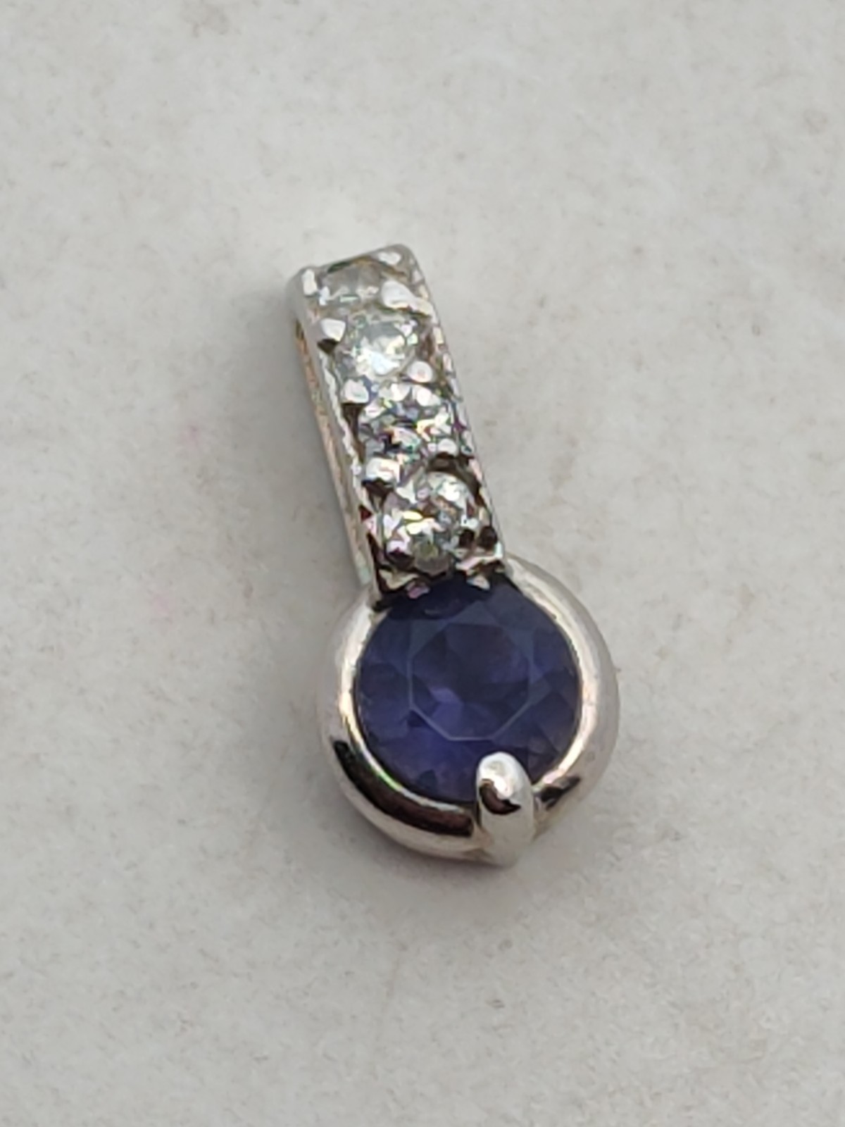 14K White Gold Sapphire & Multi Diamond Pendant Designer “XOX”