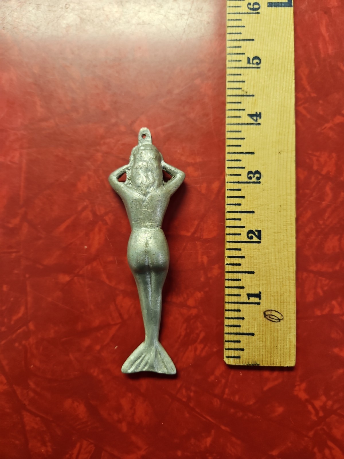 Vintage Cast Aluminum Mermaid Pendant Key Chain Charm