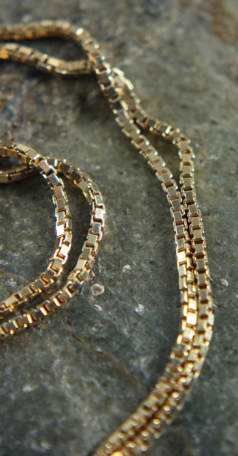 Vintage SU Matinee Box Chain Link Necklace 23.5 in. Sterling Silver Gold Vermeil