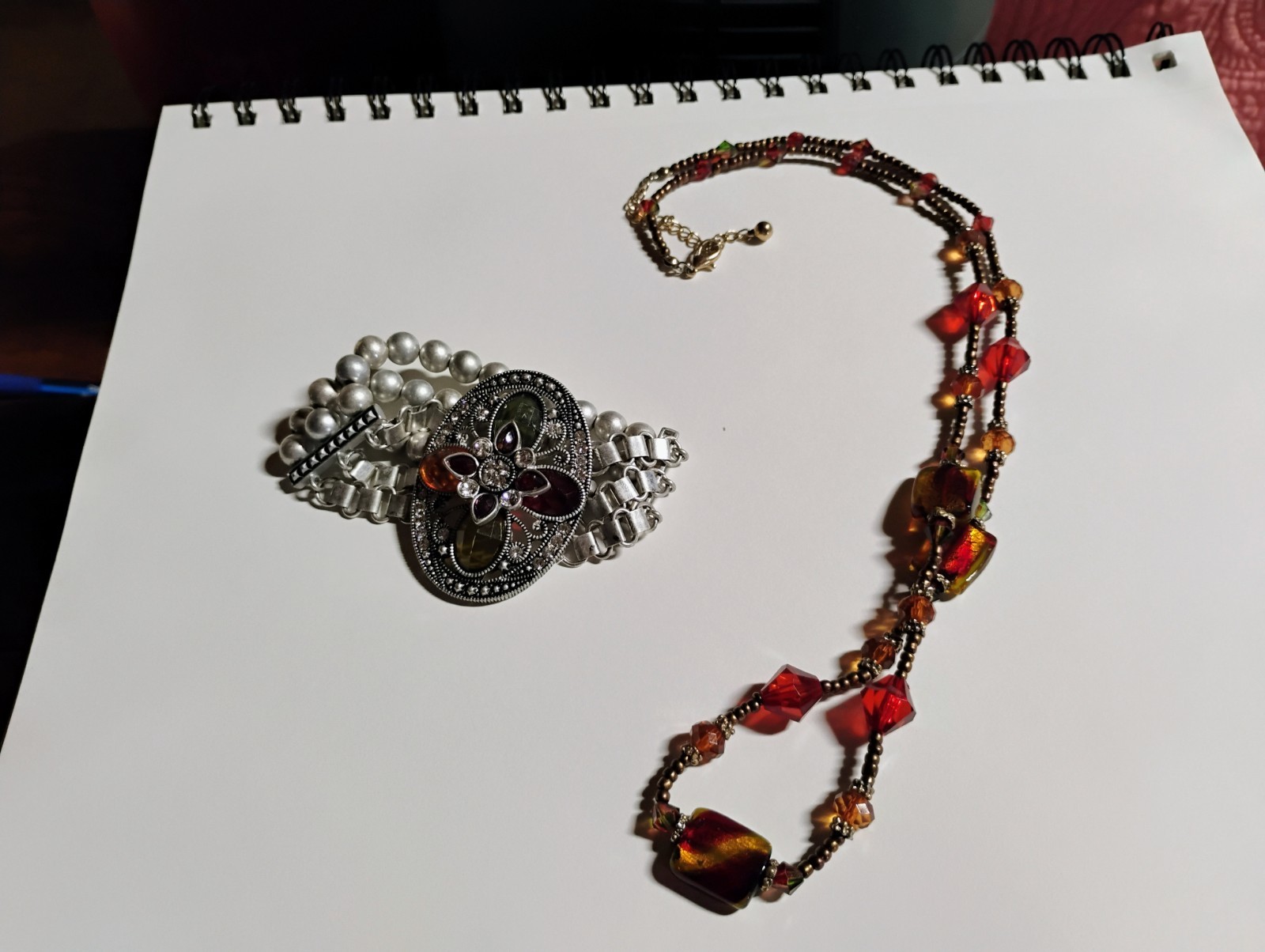 Stunning 23″ Czech Glass? Handmade Vintage Necklace & Matching Art Nouveau…