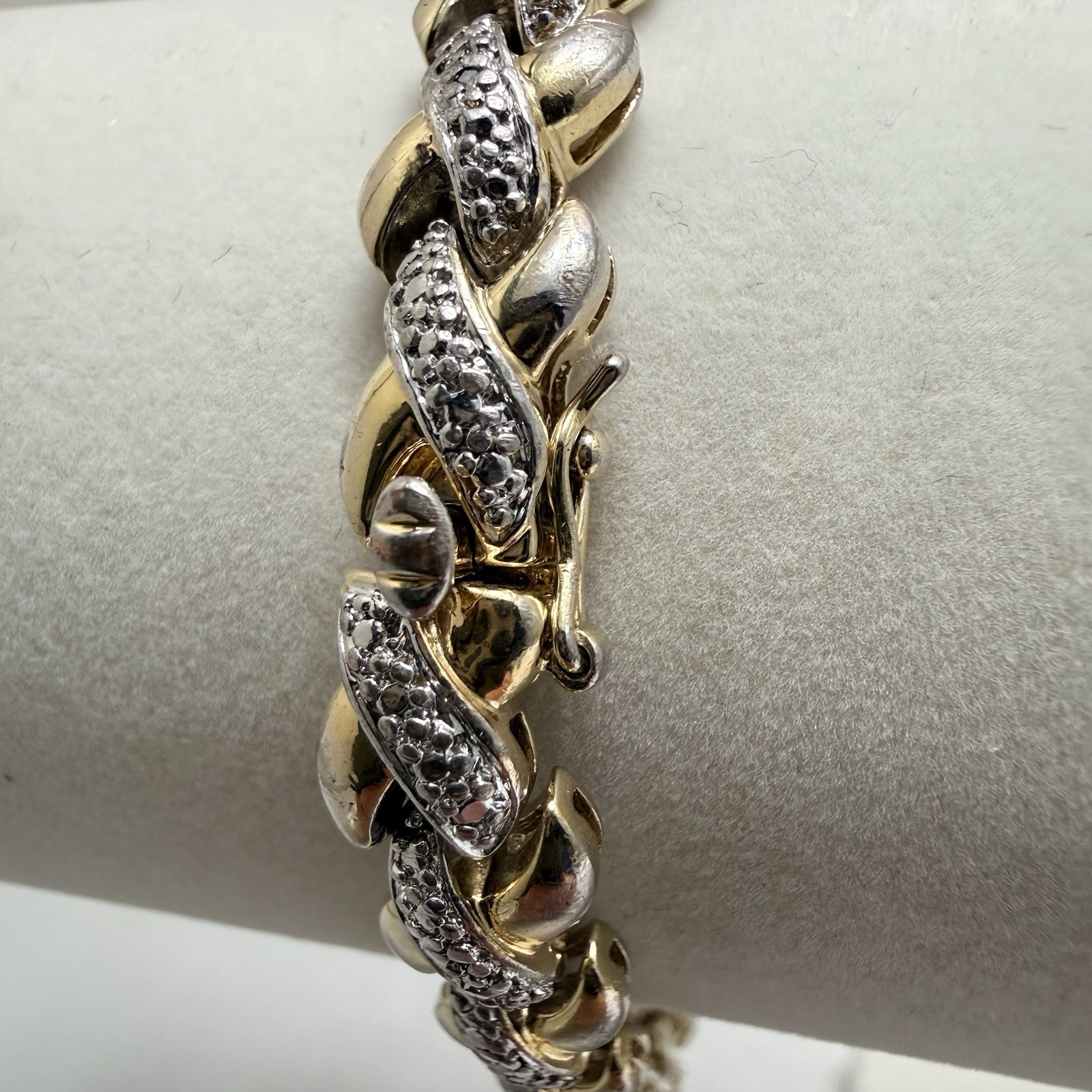 Vintage Substantial 22.5g Sterling Silver 925 Textured X Link Bracelet 7.25″