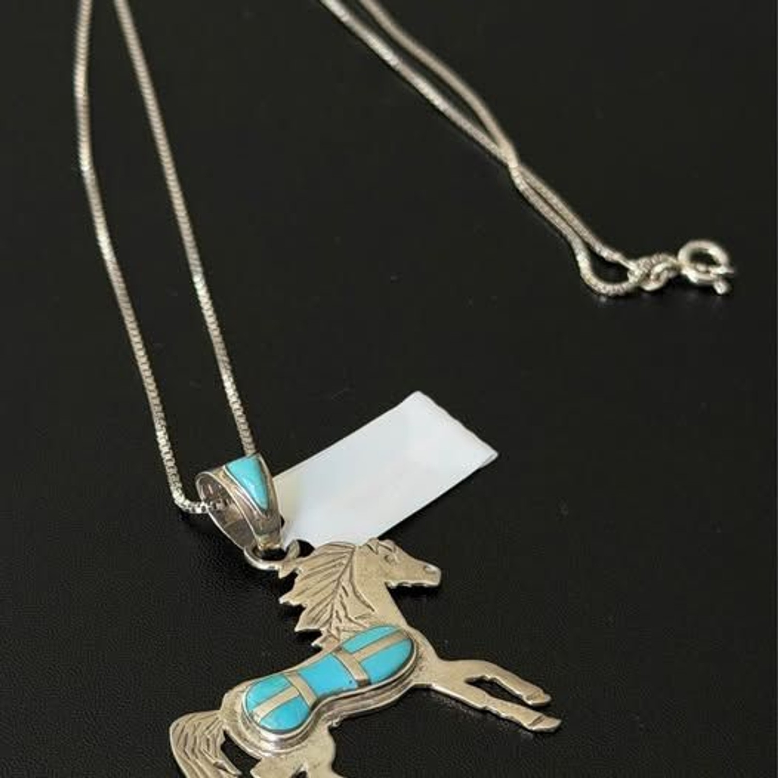 Sterling Silver Turquoise Horse Pendant Necklace | Southwestern Equestrian Charm