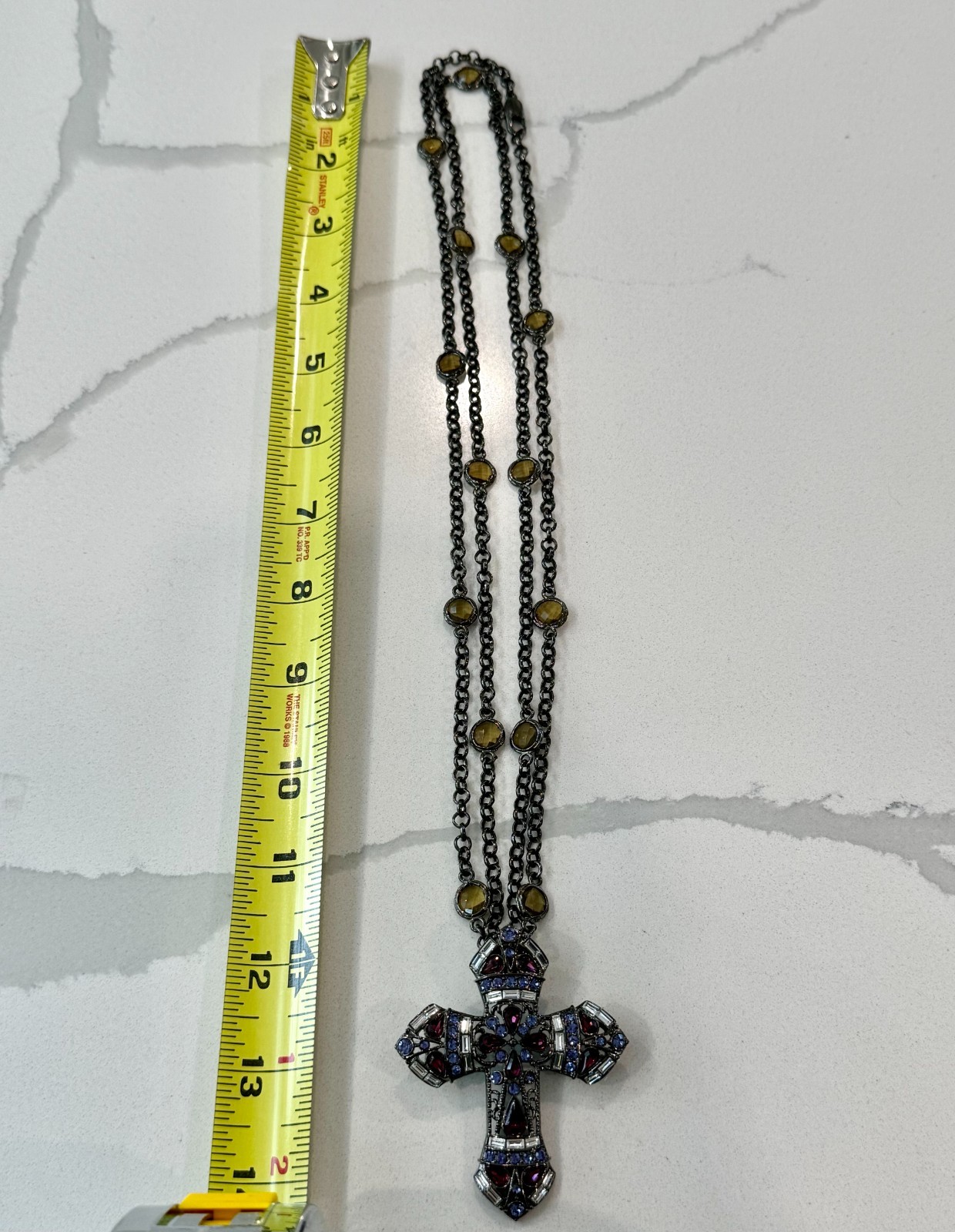 Vintage Real Collectibles by Adrienne gunmetal-tone jeweled cross pendant