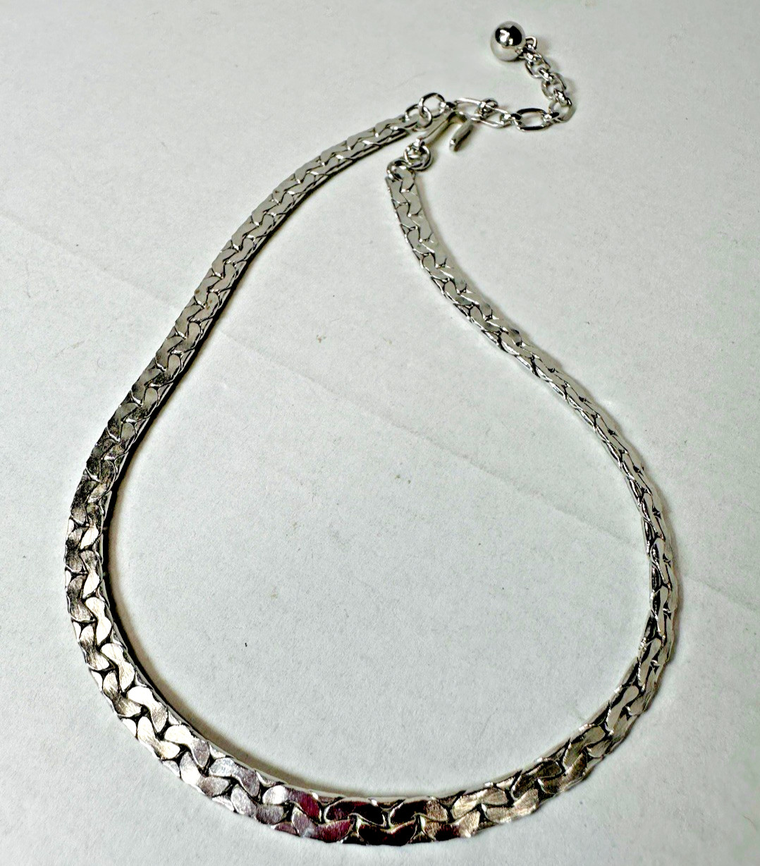 Trifari Necklace Silvertone Flat Chain 14 Inches Hook Clasp