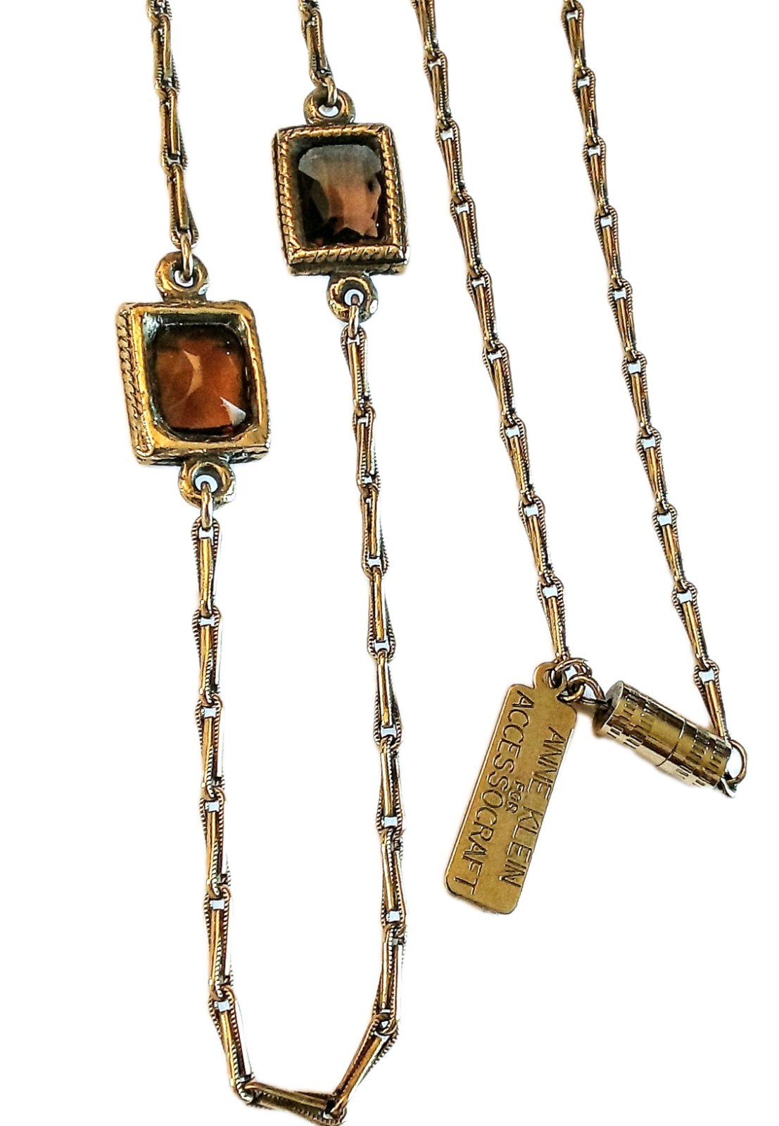 Anne Klein For Accessorcraft Gold Tone With Amber Links Necklace Vintage