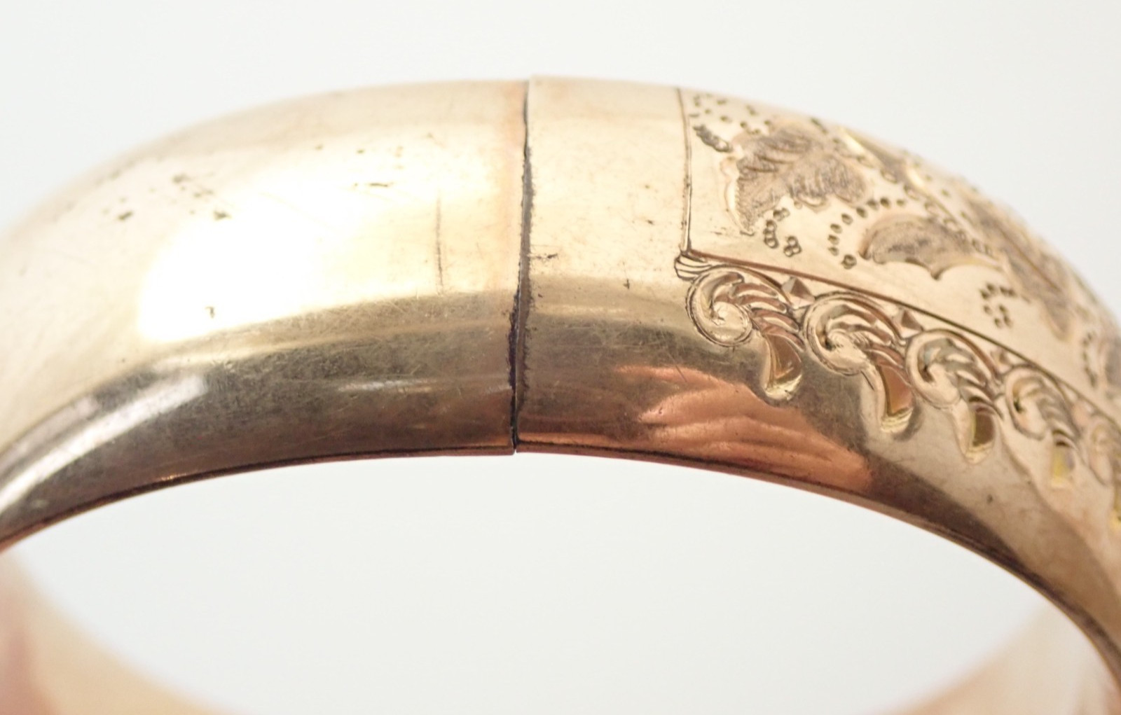 Antique Victorian Signed JMF Co Gold Filled Estate 3/4″ Bangle Bracelet 40 grams