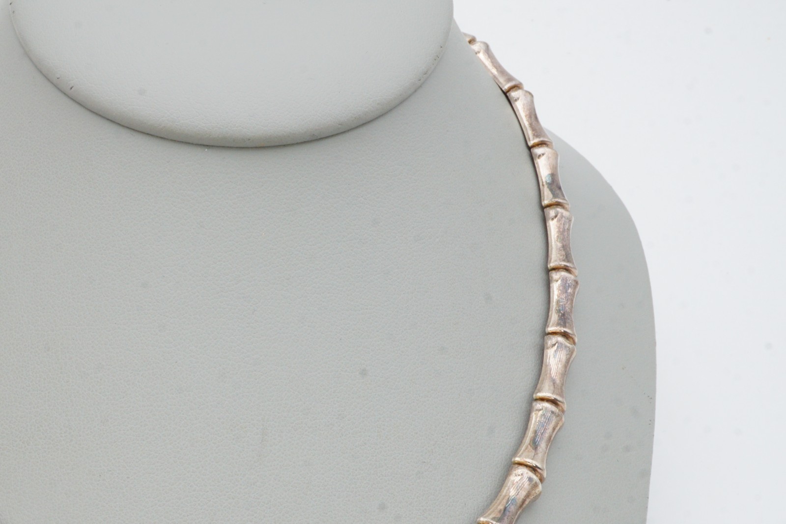 Vintage Sterling Silver 925 Bamboo Necklace 16″