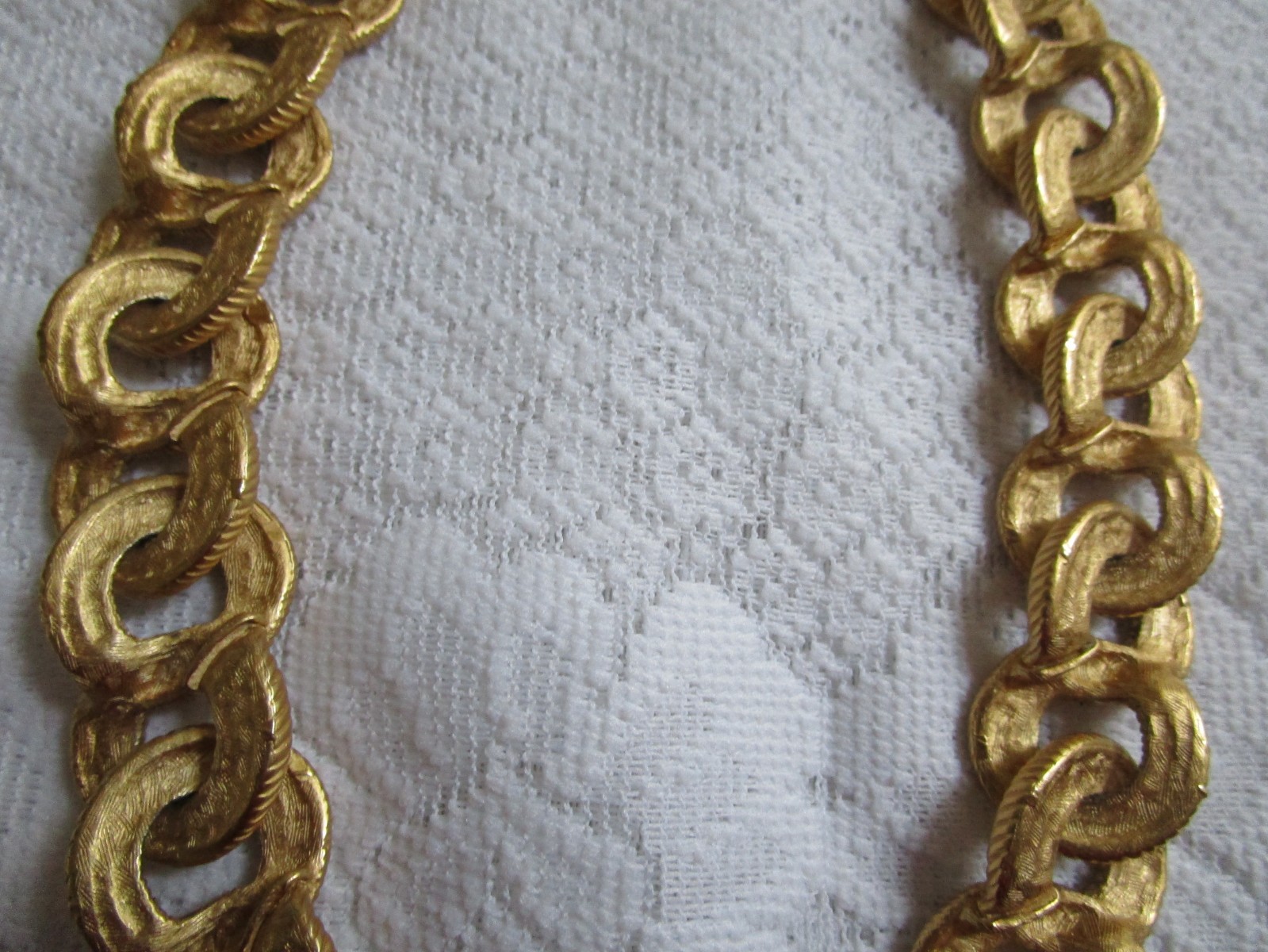 Vintage Anne Klein Necklace Chunky Texture Double Rope Link Signed 18” L XLNT