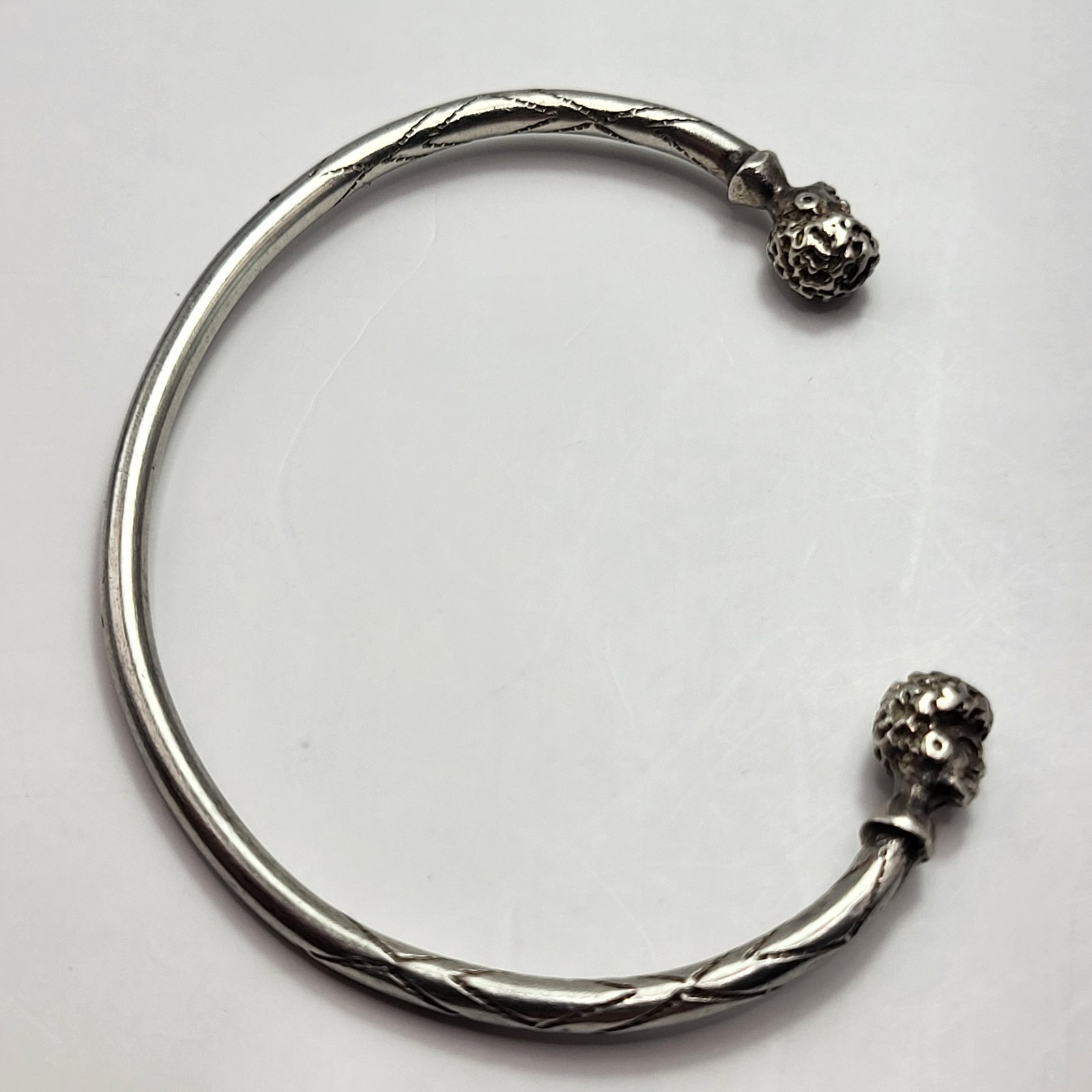 Vintage Signed Jamaican Or Moorish Sterling Tribal Cuff Bracelet 925 Size 6.25