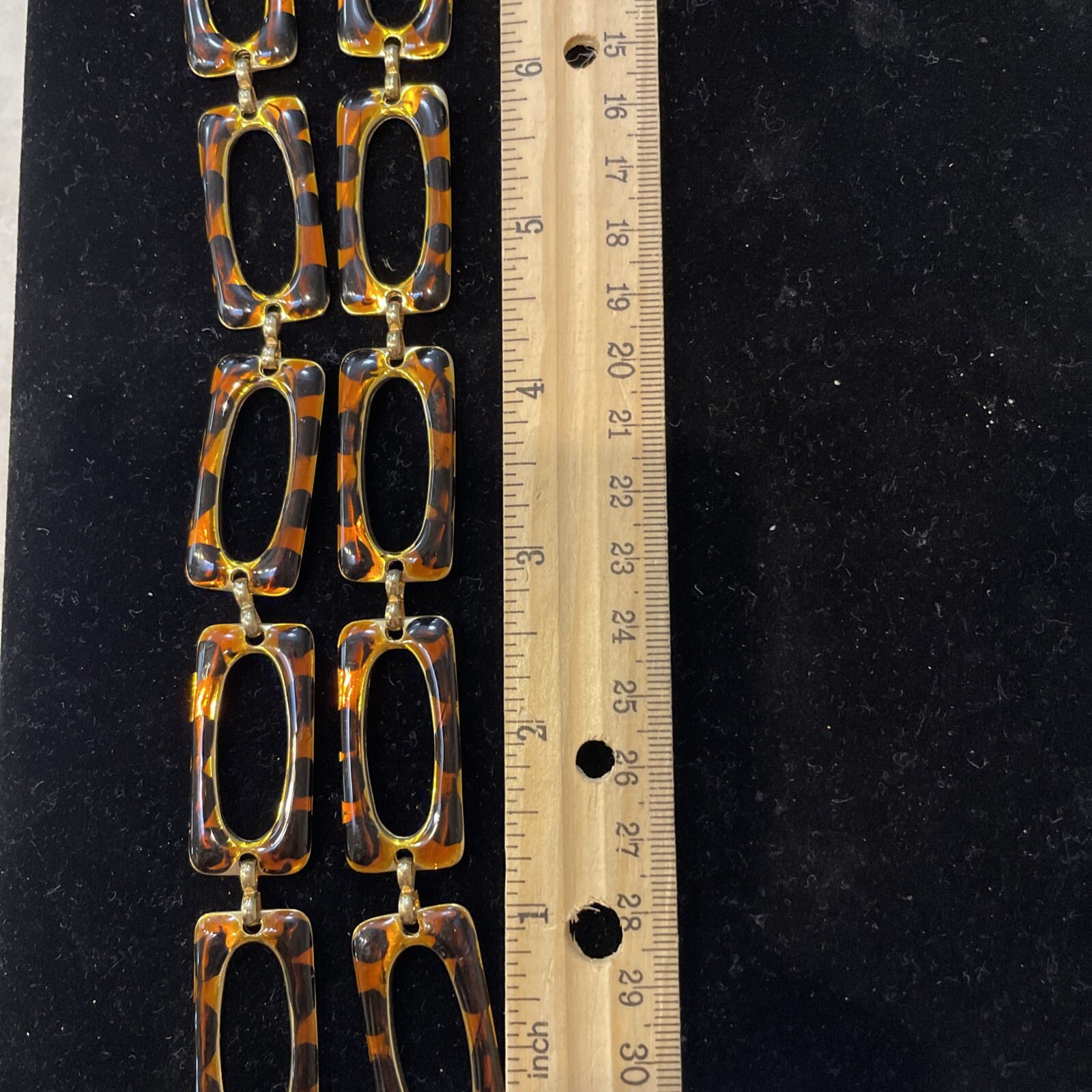 Vintage Faux Tortoiseshell Open Lozenge Gold Tone Belt Necklace