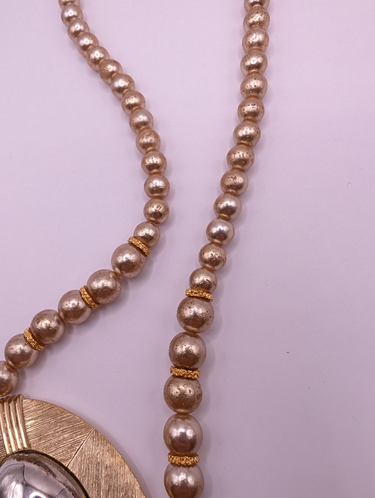 Vintage Orena Paris Gold Tone Pearl Necklace French signed Jewelry Collier