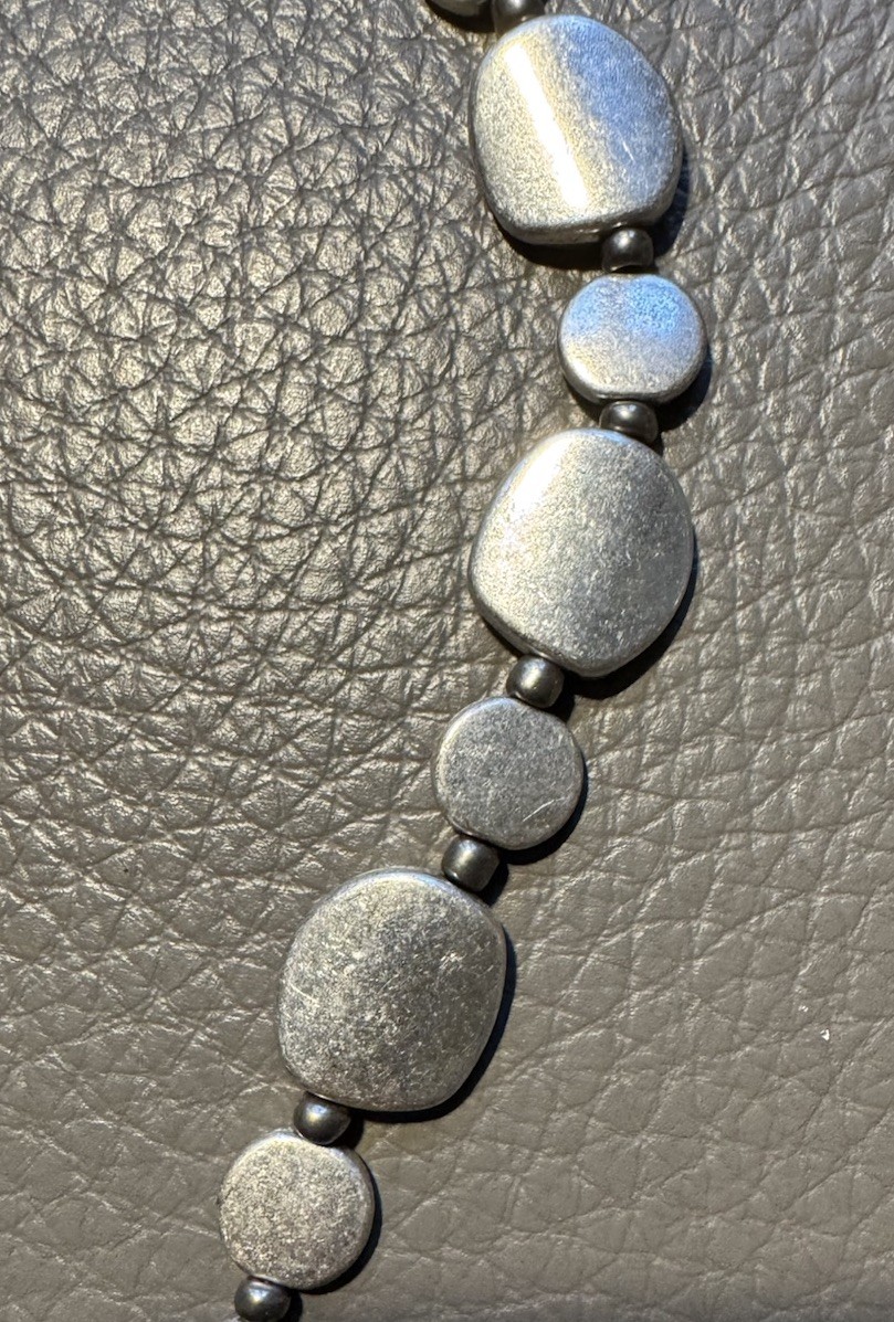 Vintage Designer Silver tone 36” Aluminum Necklace