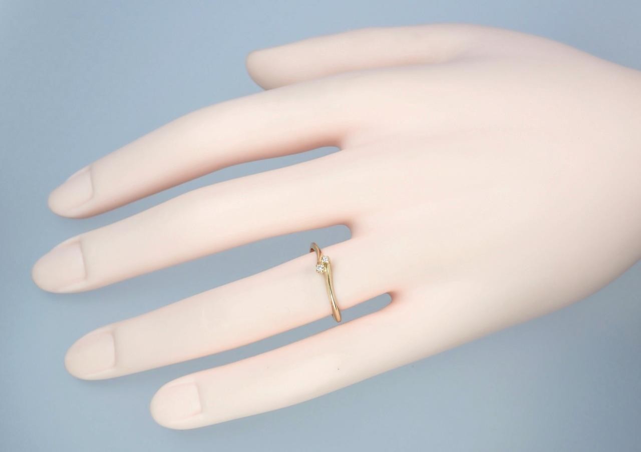 Dainty Vintage Estate Solid 14K Gold SAMUEL AARON Diamond Toi Et Moi Ring NY 6.5