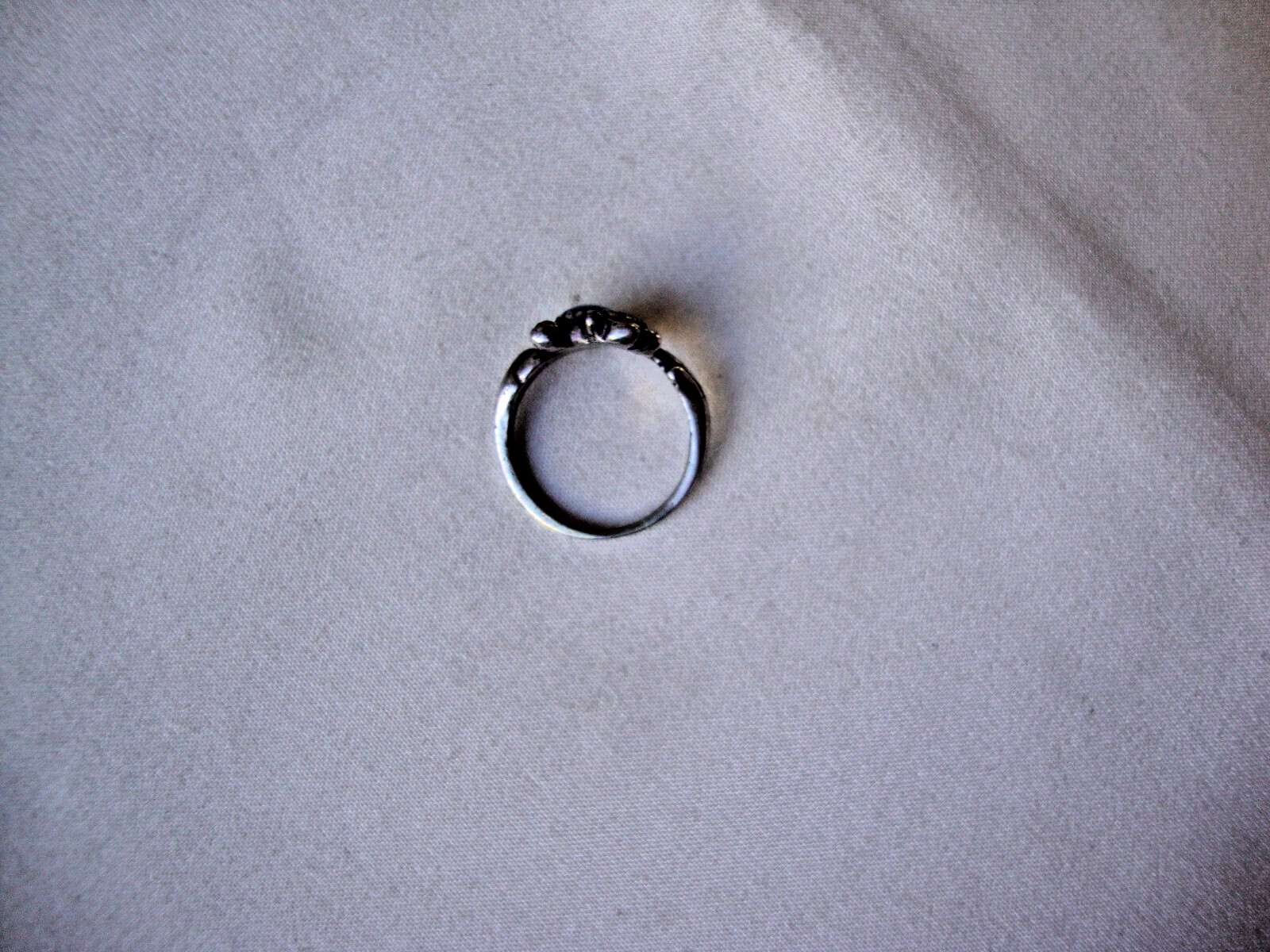 VINTAGE INLAID LAPIS TEARDROP MOTHER & BABY TURTLES SILVER STAMP 925 RING SZ 4