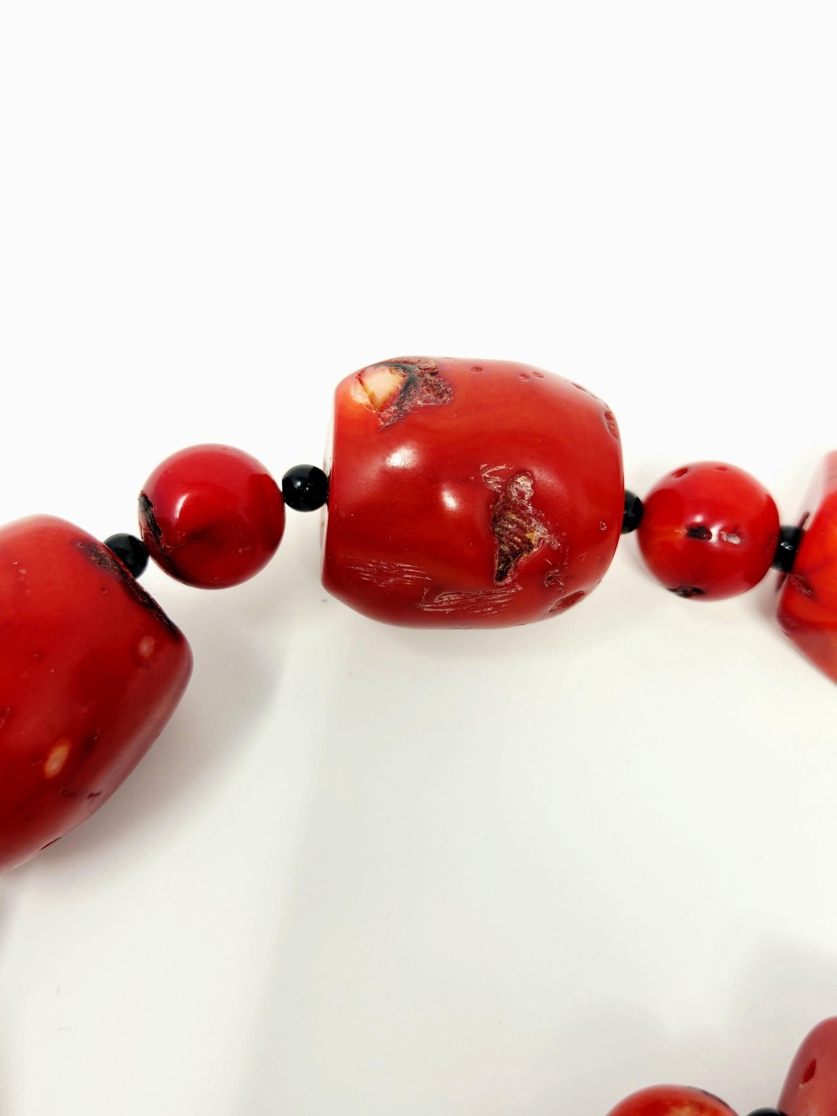 Vintage Red Coral Statement Necklace Sterling Silver Clasp Heavy Natural Coral