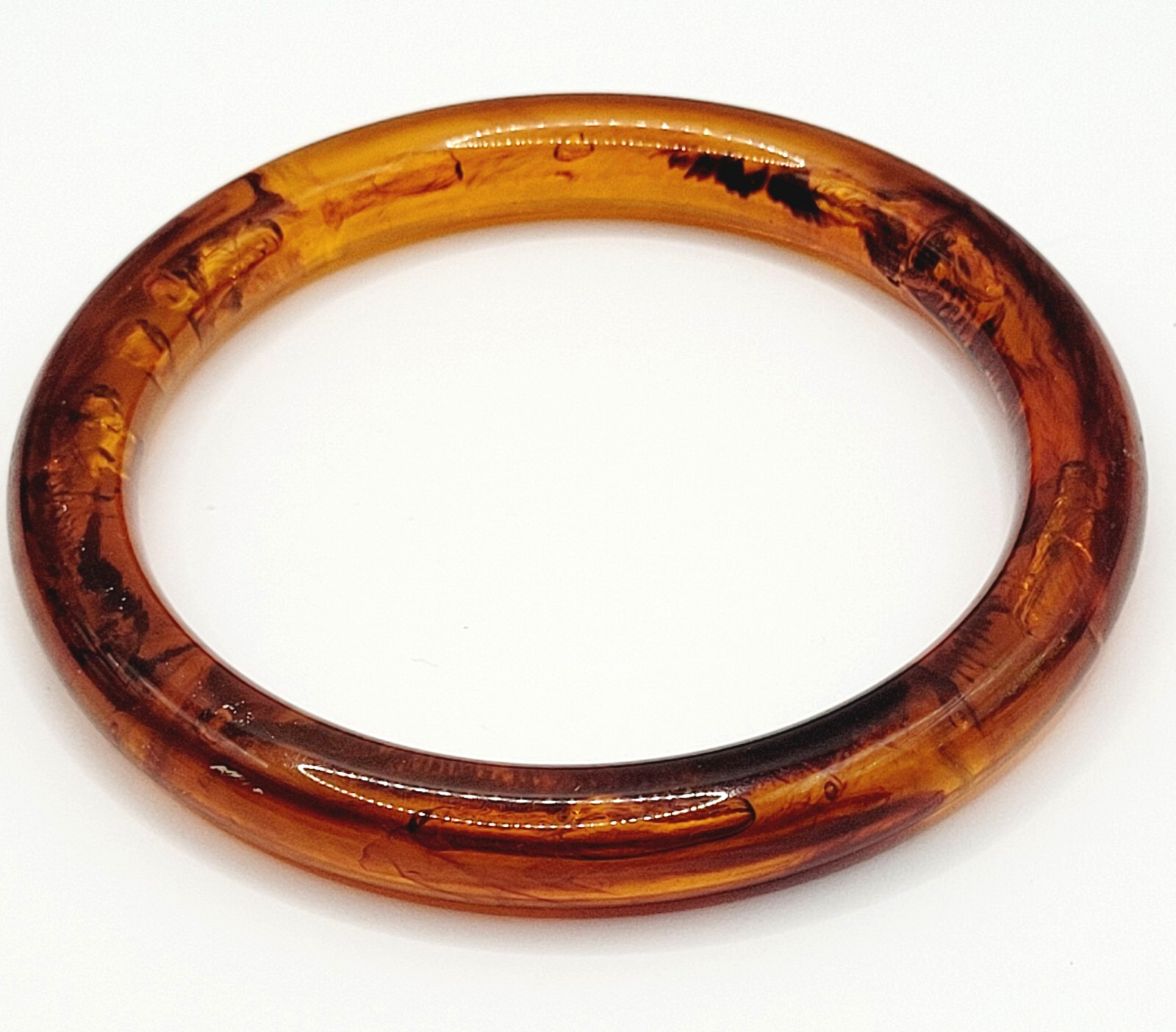 Classic Retro Faux T Shell Acrylic Bangle Bracelet Vintage 1980s with Bubbles