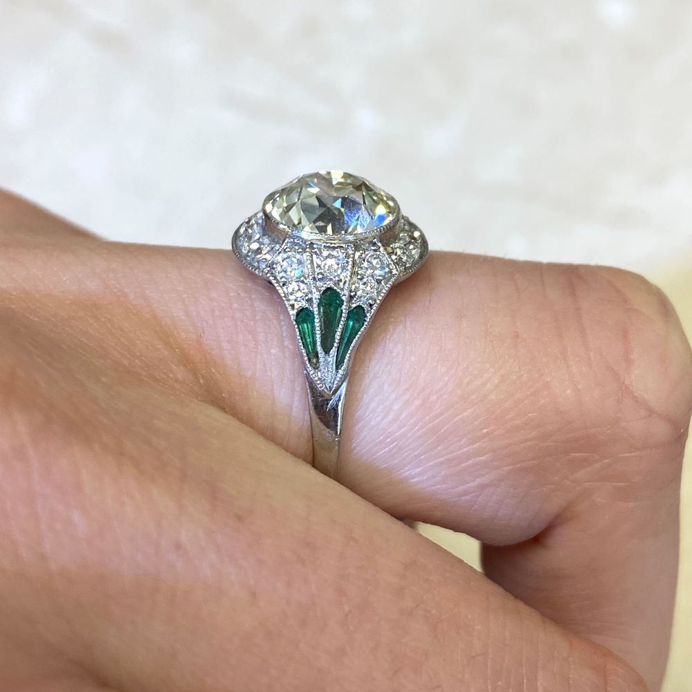 Art Deco 2 CT White Round Cut Simulated Diamond Antique Style Ring In 925 Silver
