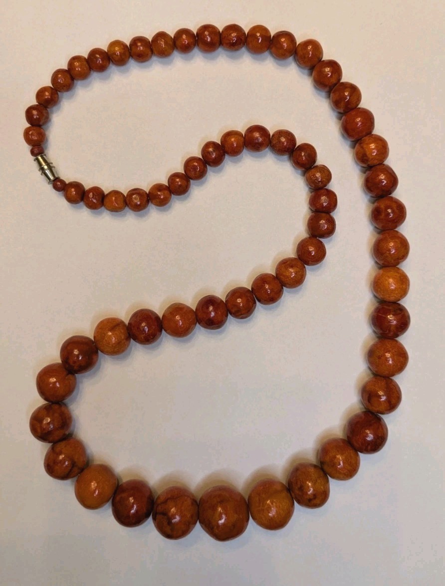 Heavy 86g Vintage Sponge Coral Necklace 24” Graduated Bead Estate