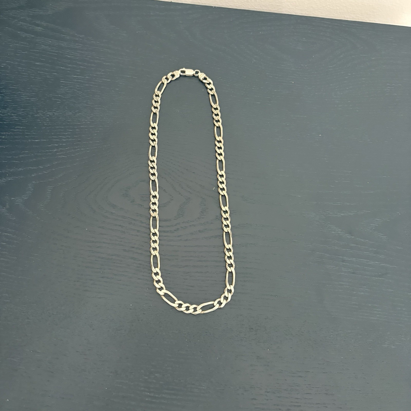 Vintage HAN Italy 925 Sterling Silver Figaro Chain Necklace 42 Grams 20” Long