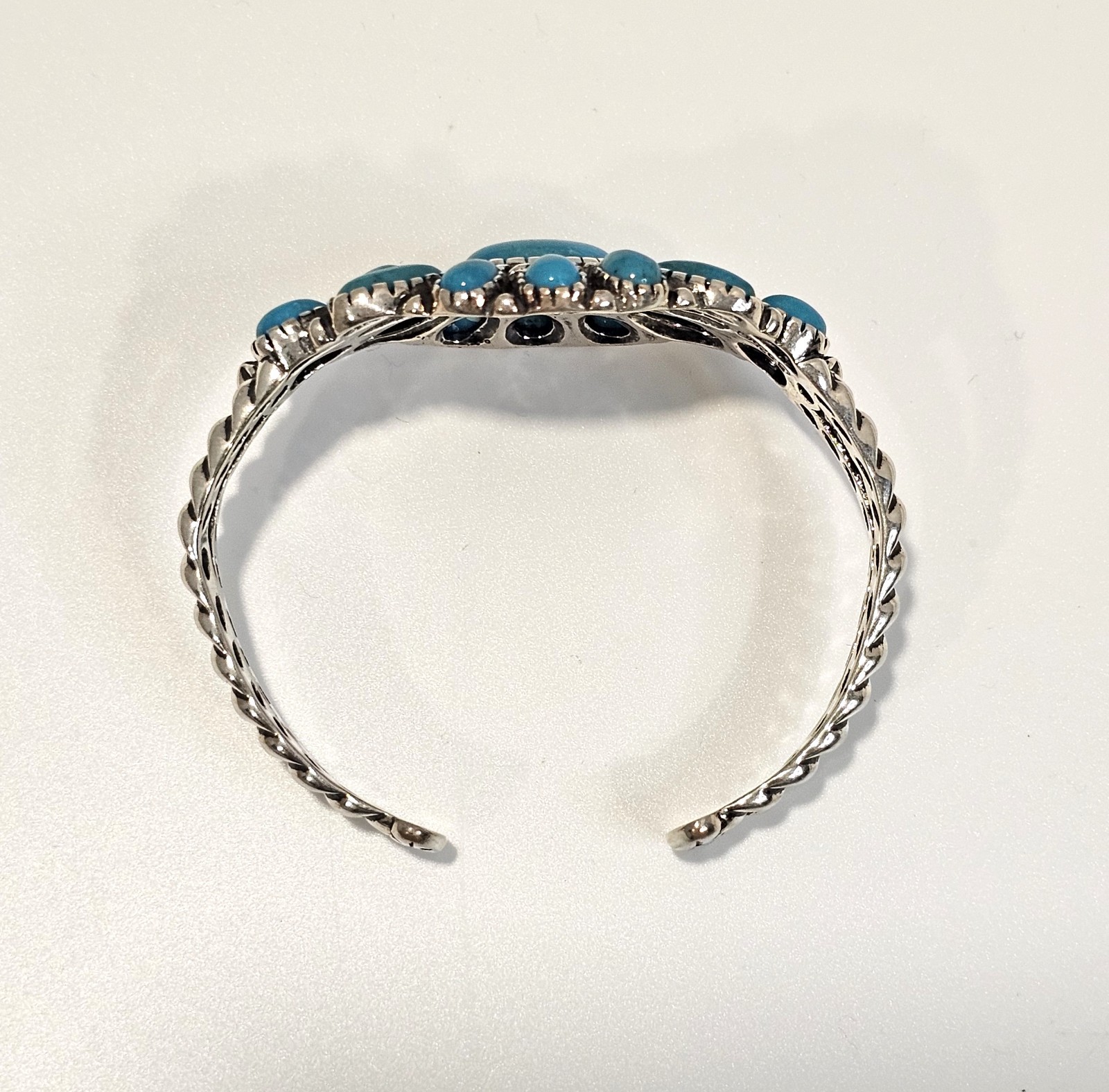 Carolyn Pollack sterling silver turquoise cluster cuff bracelet Relios signed