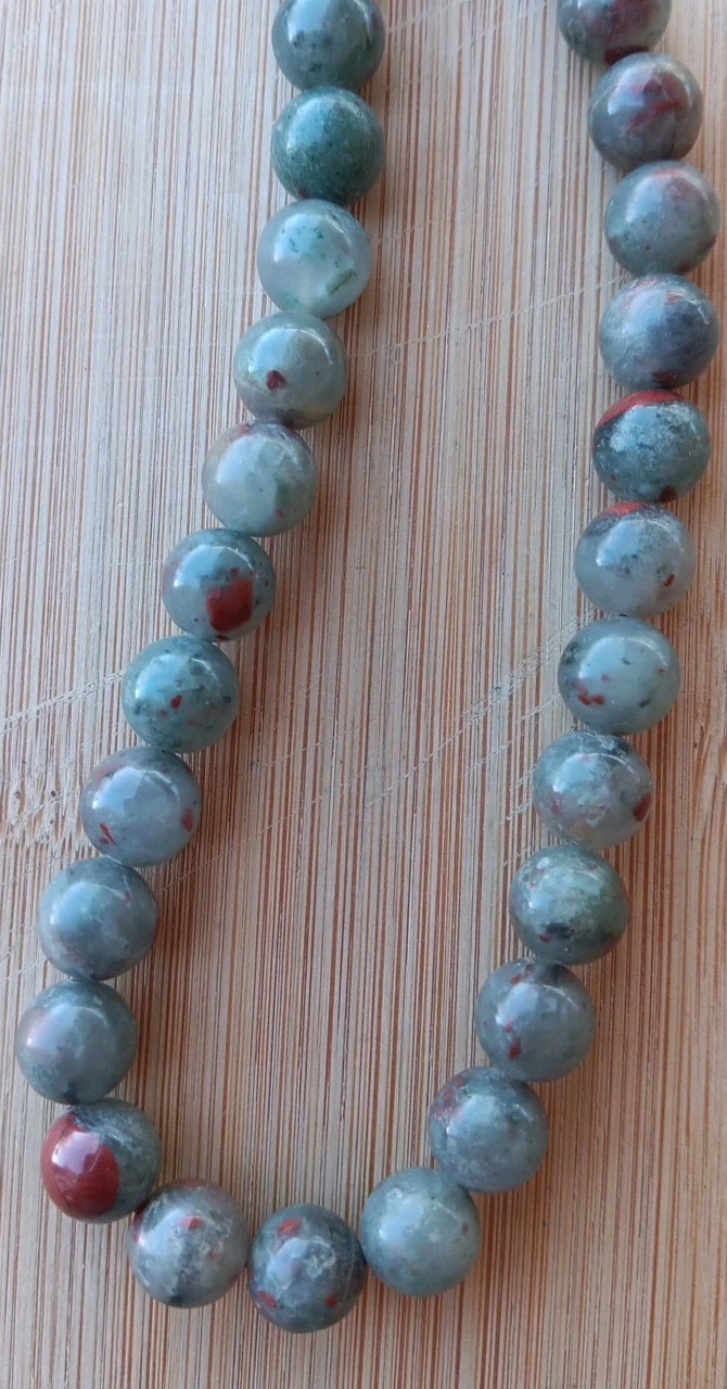 24″ NATURAL AFRICAN BLOODSTONE BEADED NECKLACE VINTAGE